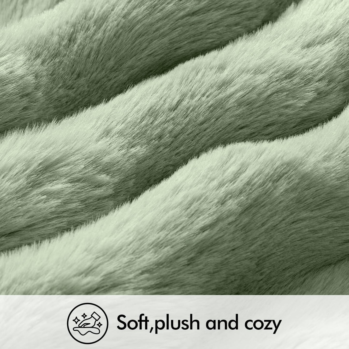 Faux Fur Pillow Covers Thick Soft Plush Throw Pillows Spring Home / 18 x 18 / Sage Green / Set of 2