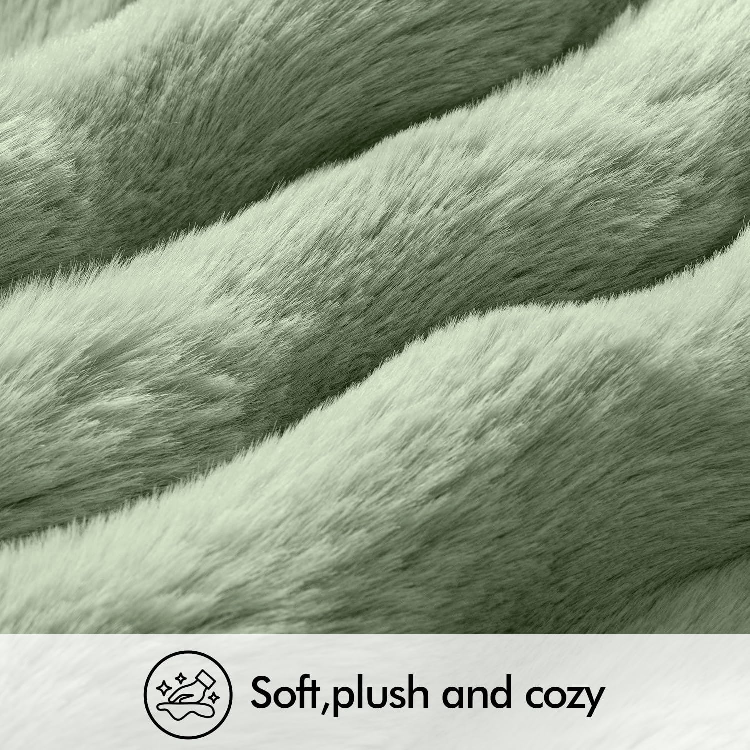 Faux Fur Pillow Covers Thick Soft Plush Throw Pillows Spring Home / 18 x 18 / Sage Green / Set of 2