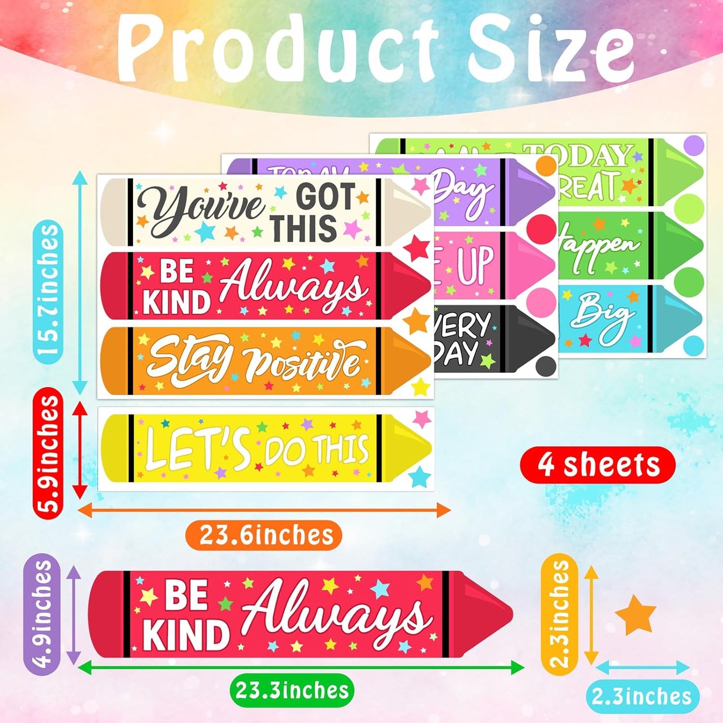 Colorful Inspirational Quotes Wall Decals Motivational Stair Stickers for Kids Peel / Red Green