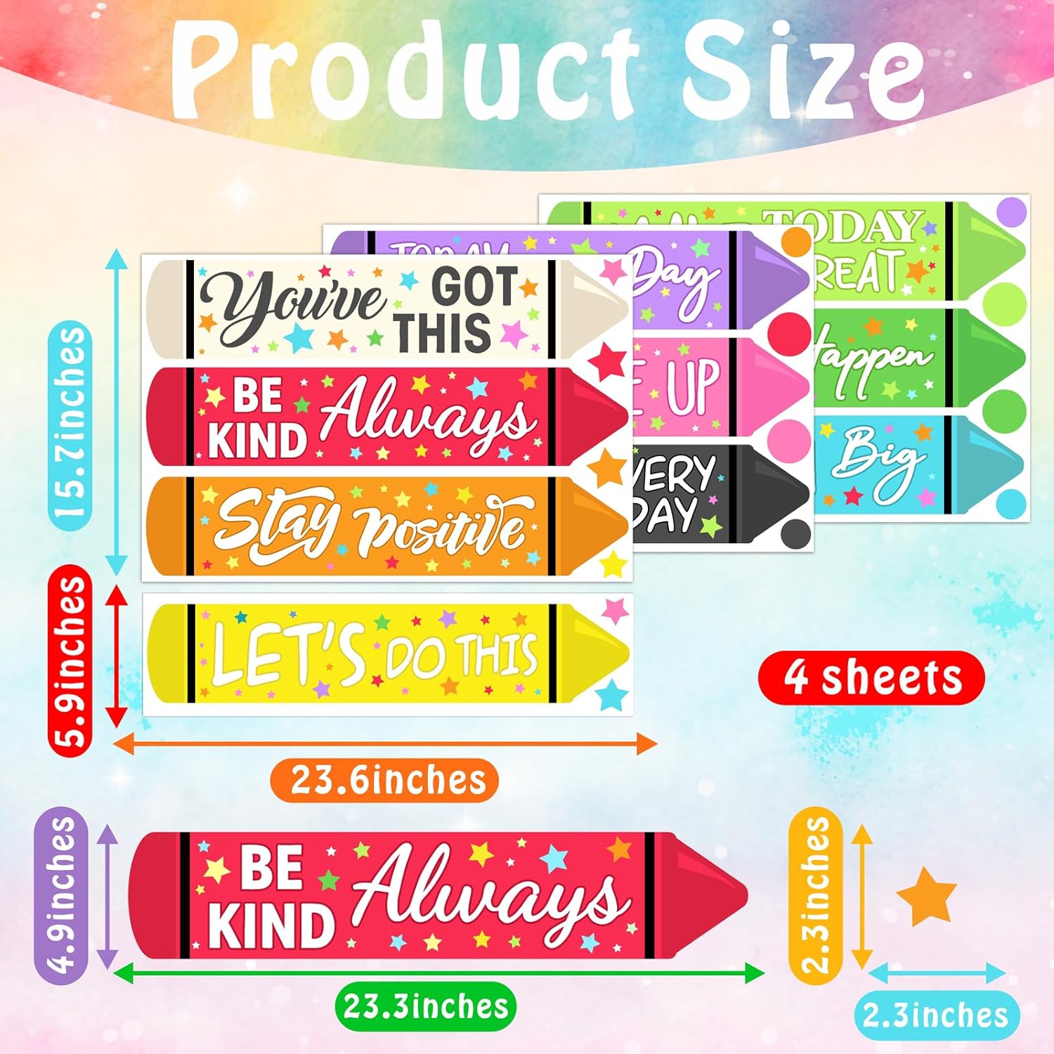 Colorful Inspirational Quotes Wall Decals Motivational Stair Stickers for Kids Peel / Red Green