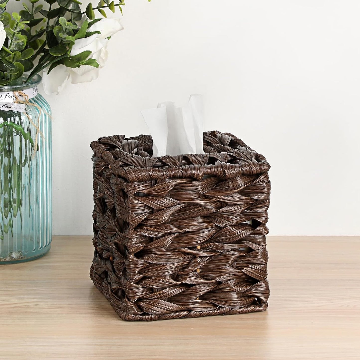 Wicker Tissue Box Cover / Coffee