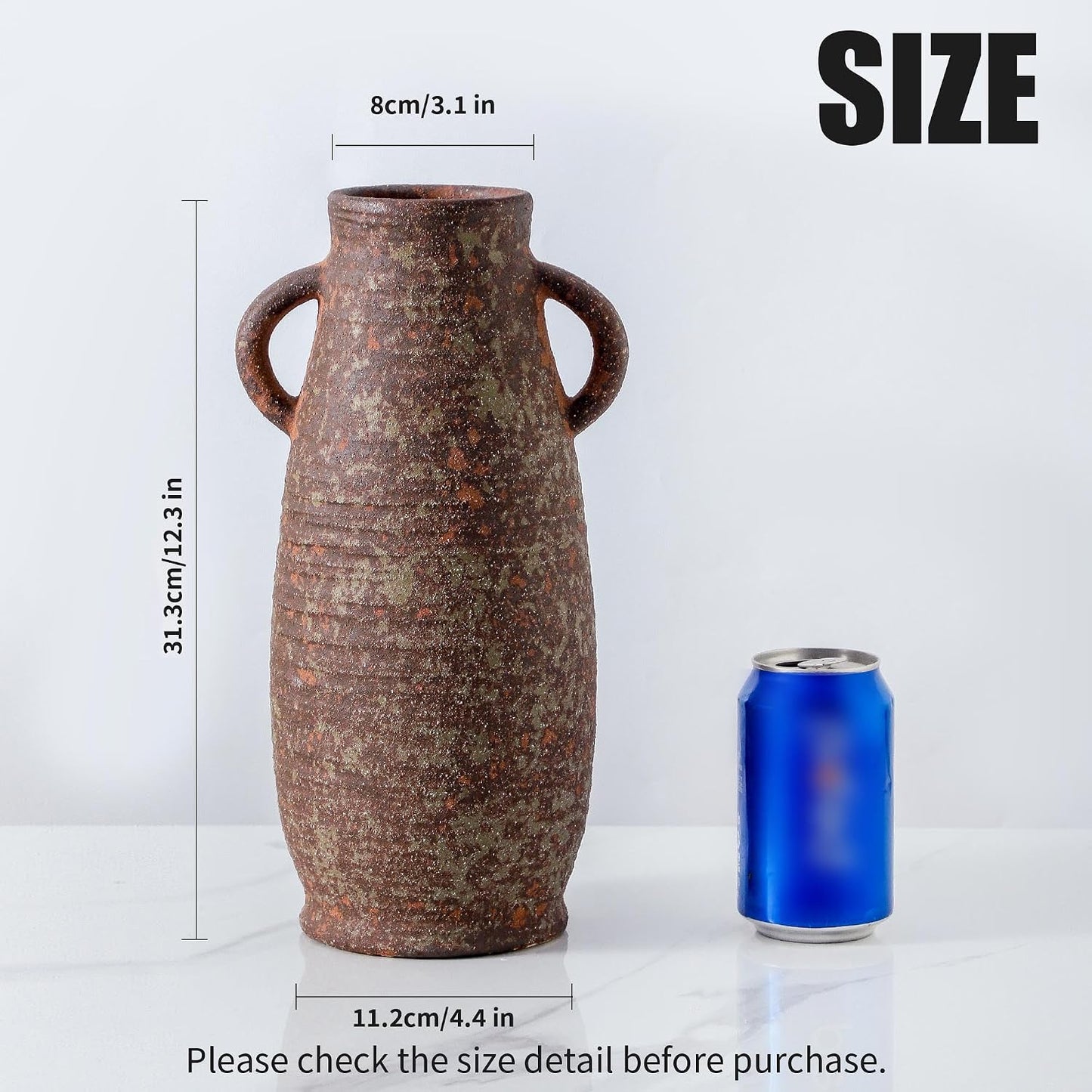Ceramic Rustic Vase / 203-2-12in / 12.3 Inch