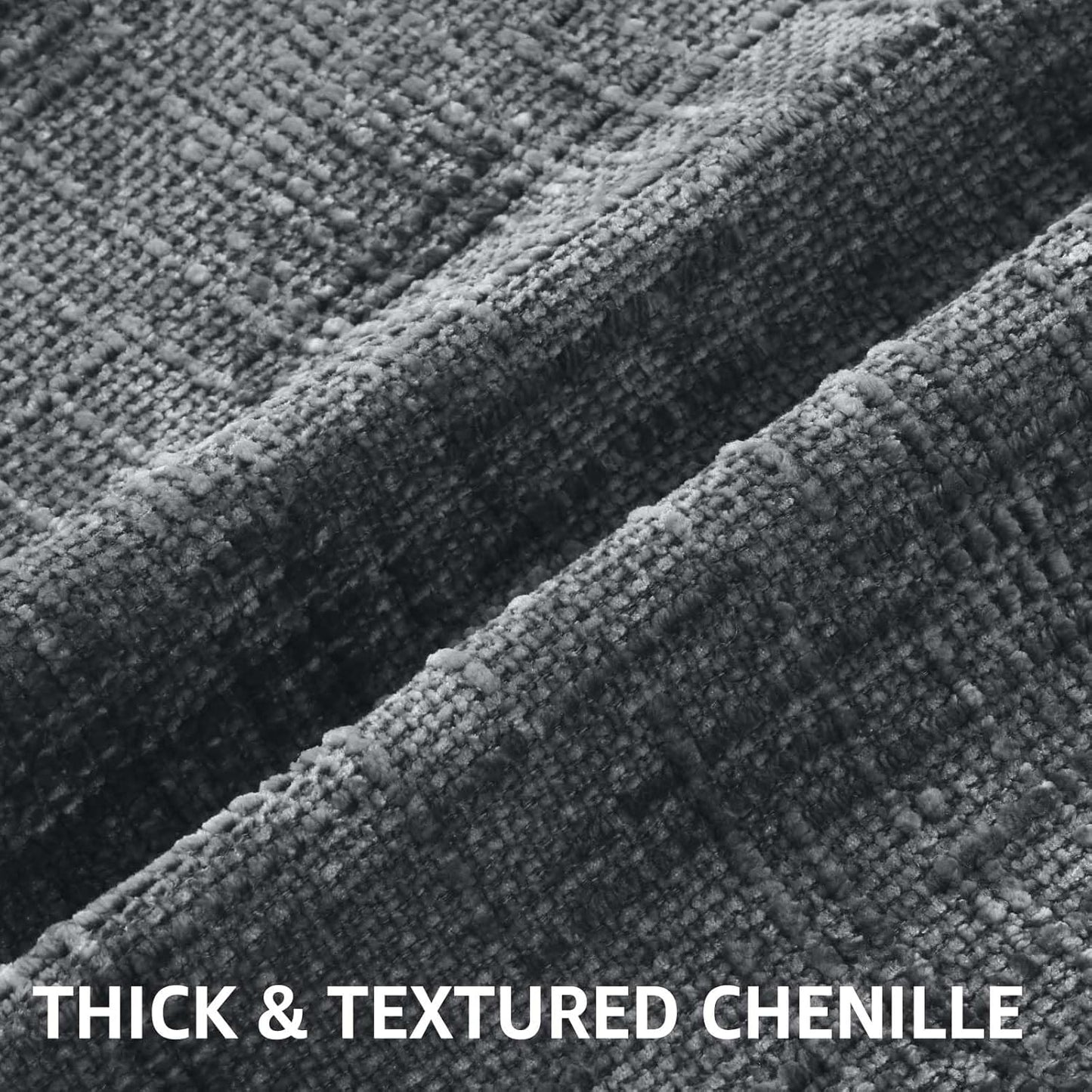 Fall Chenille Throw Pillow Covers Textured Soft Slubby Couch Pillow / Dark Grey / 18 x 18 / Set of 2