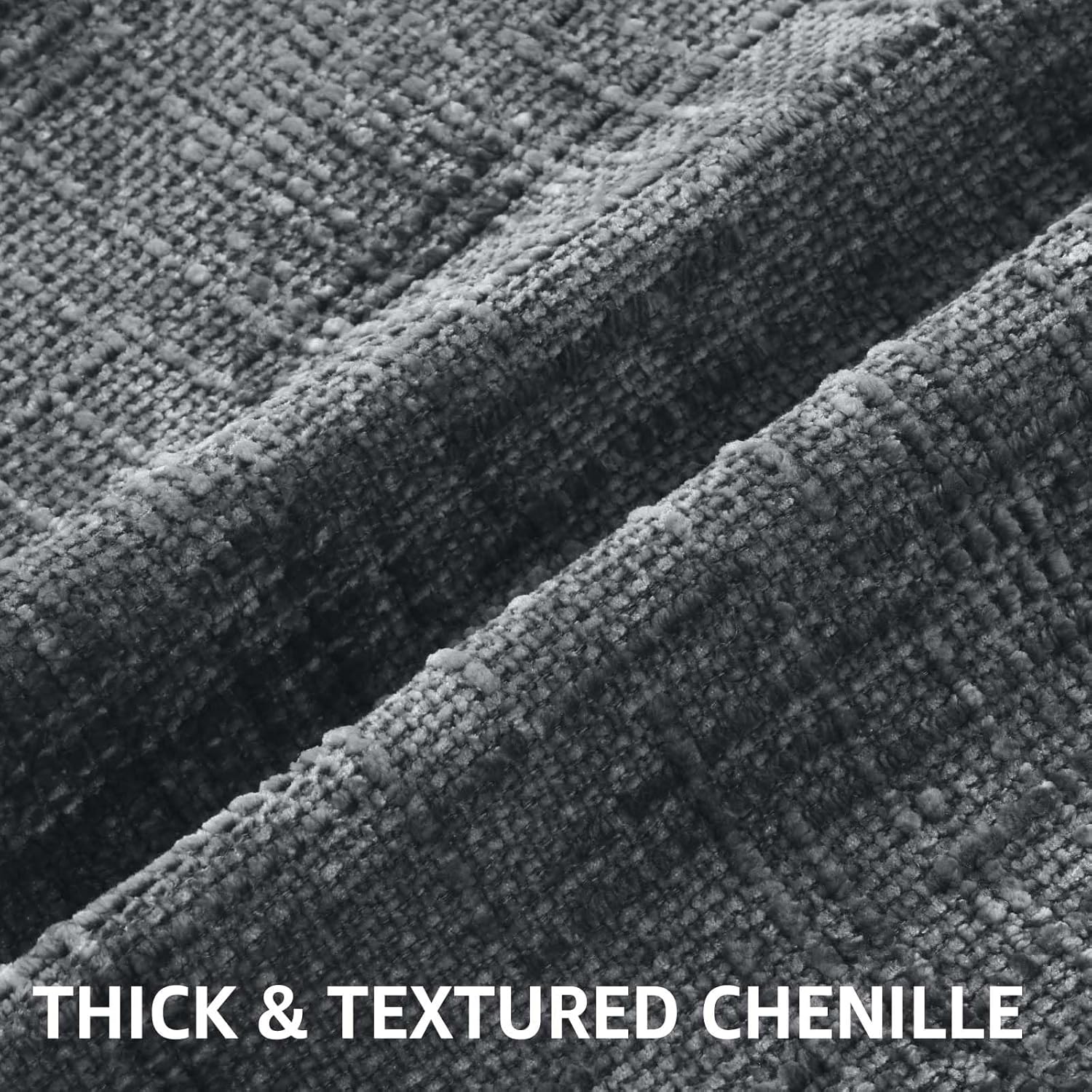 Fall Chenille Throw Pillow Covers Textured Soft Slubby Couch Pillow / Dark Grey / 18 x 18 / Set of 2