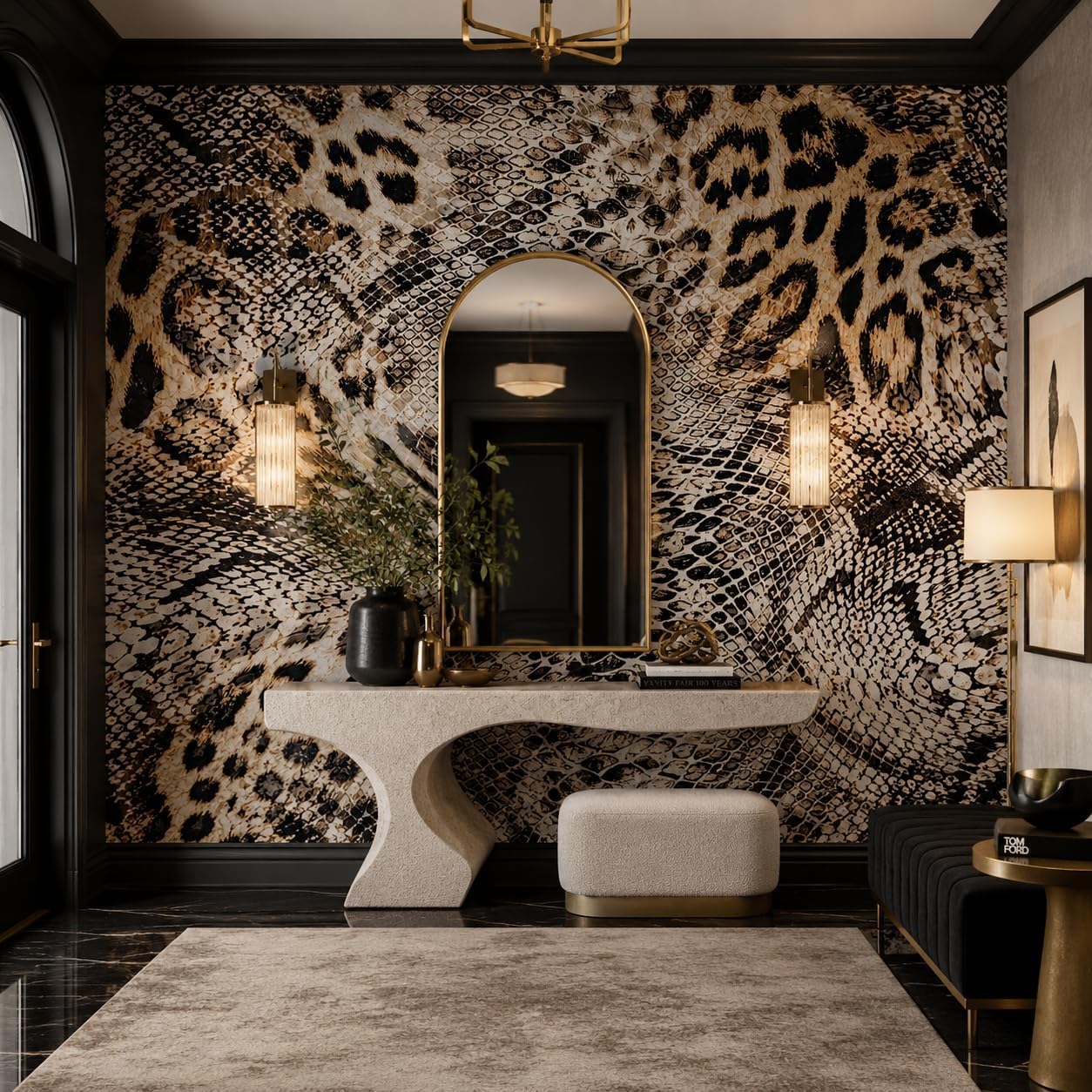Print Wall Murals Peel and Stick " Large Canvas Cheetah Snake Wallpaper Self / 144 x 100 / Leopard