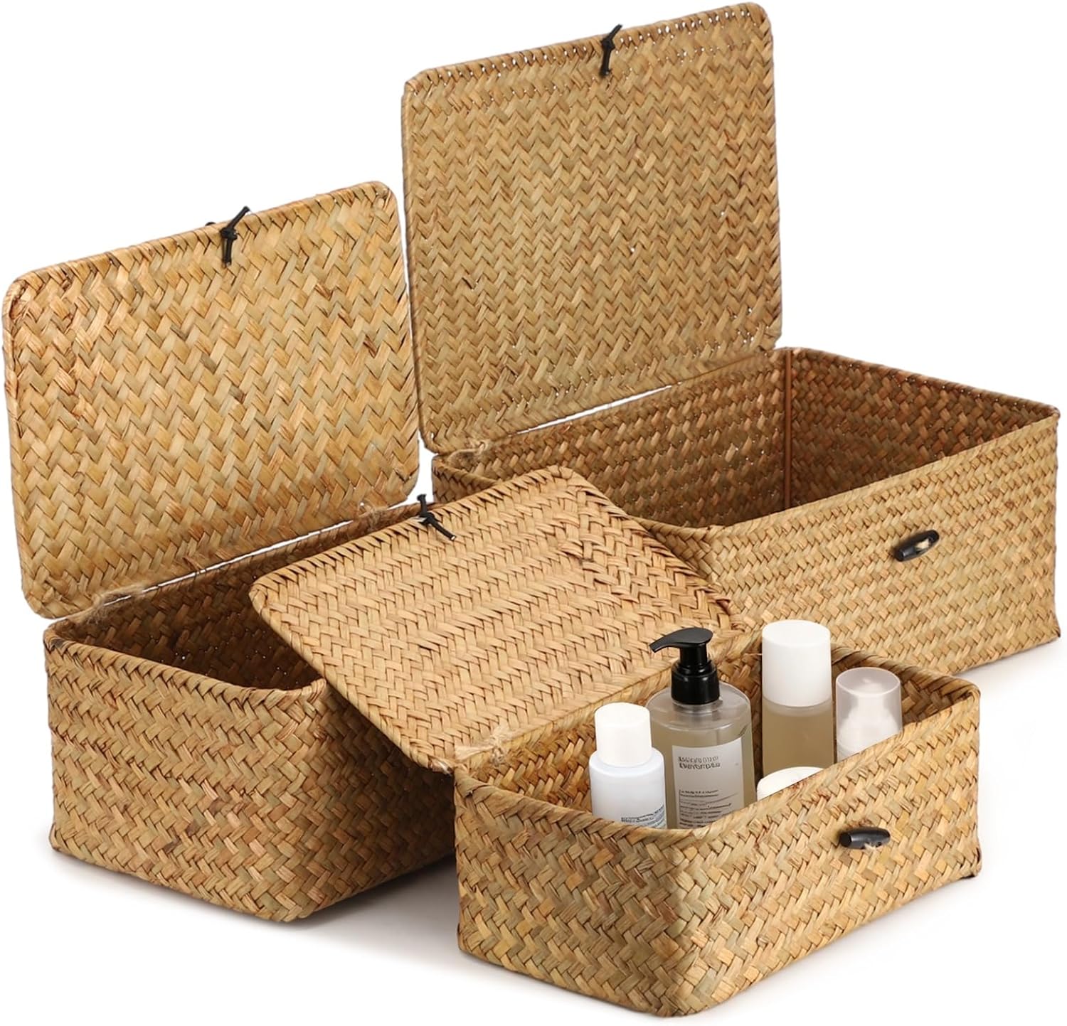 Handwoven Seagrass Bins / Natural / Set of 3