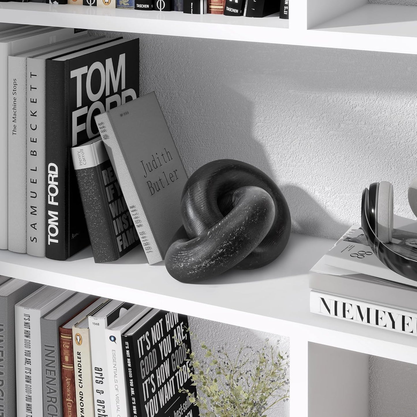 Book Shelf / Modern Pine Wood Knot Decor / Black