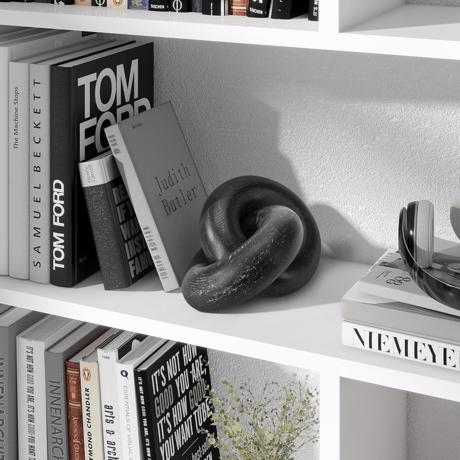 Book Shelf / Modern Pine Wood Knot Decor / Black