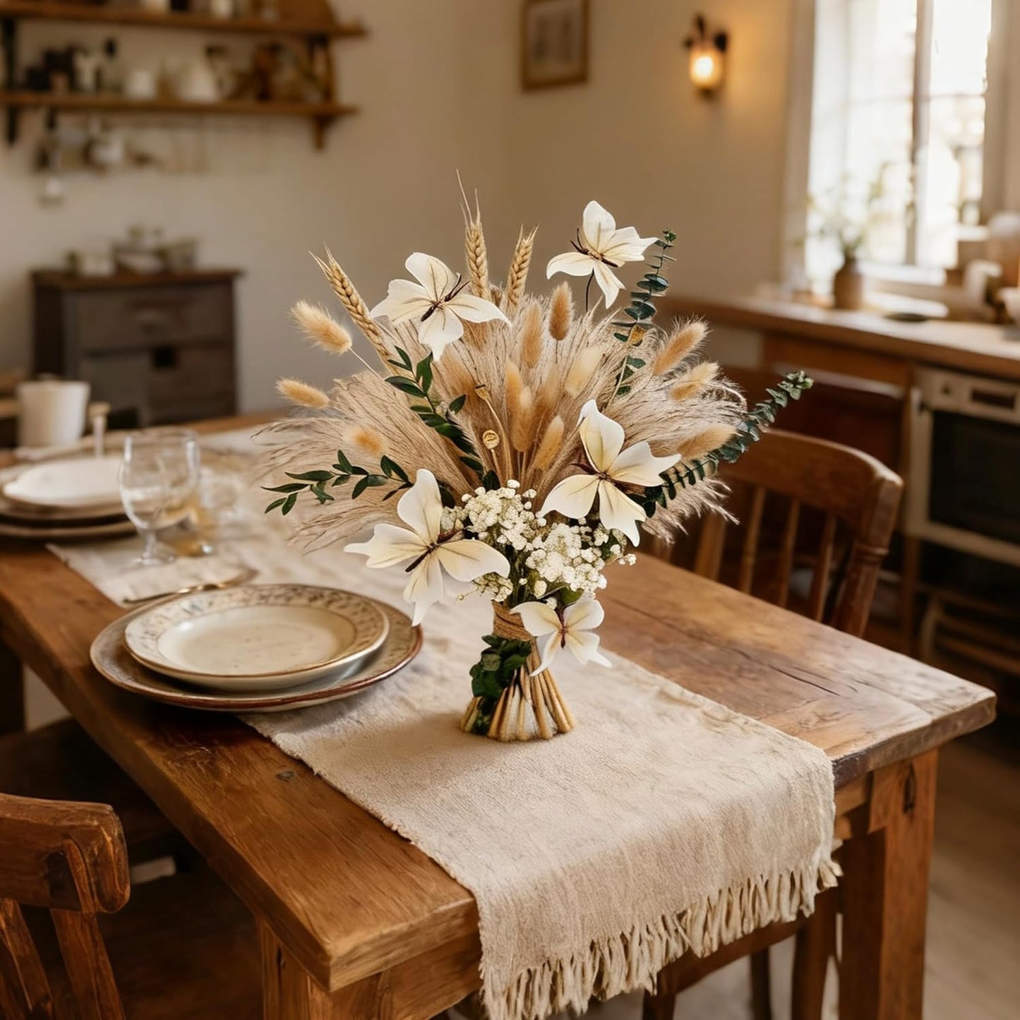 Pampas Grass Dried Flower Bouquet for Boho Home Decor / Natural