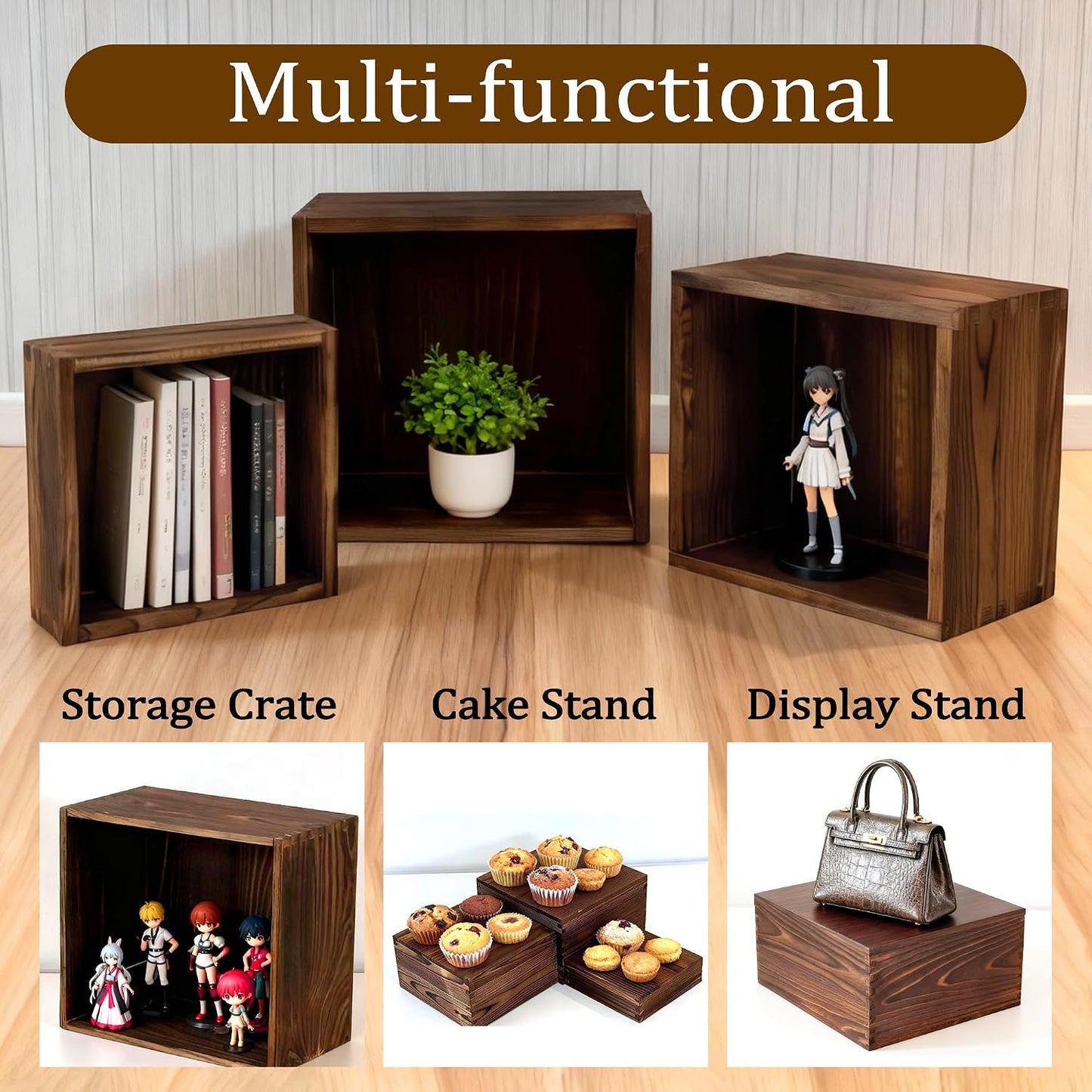 Wood Risers Display Stands / Set of 6