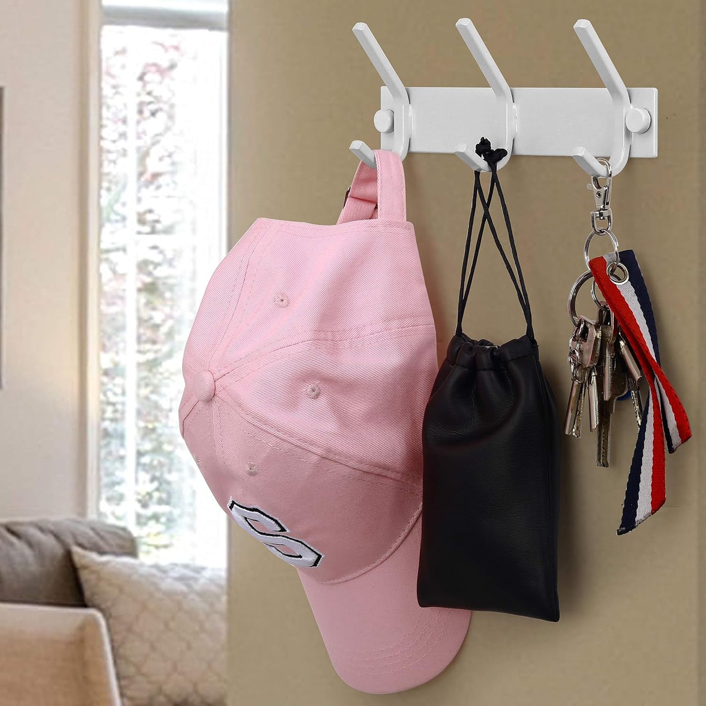WEBI Coat Rack Wall Mount,Coat Hooks Wall Mounted,Coat Hanger Wall,Hook Rack Rail,3 Hooks for Hanging