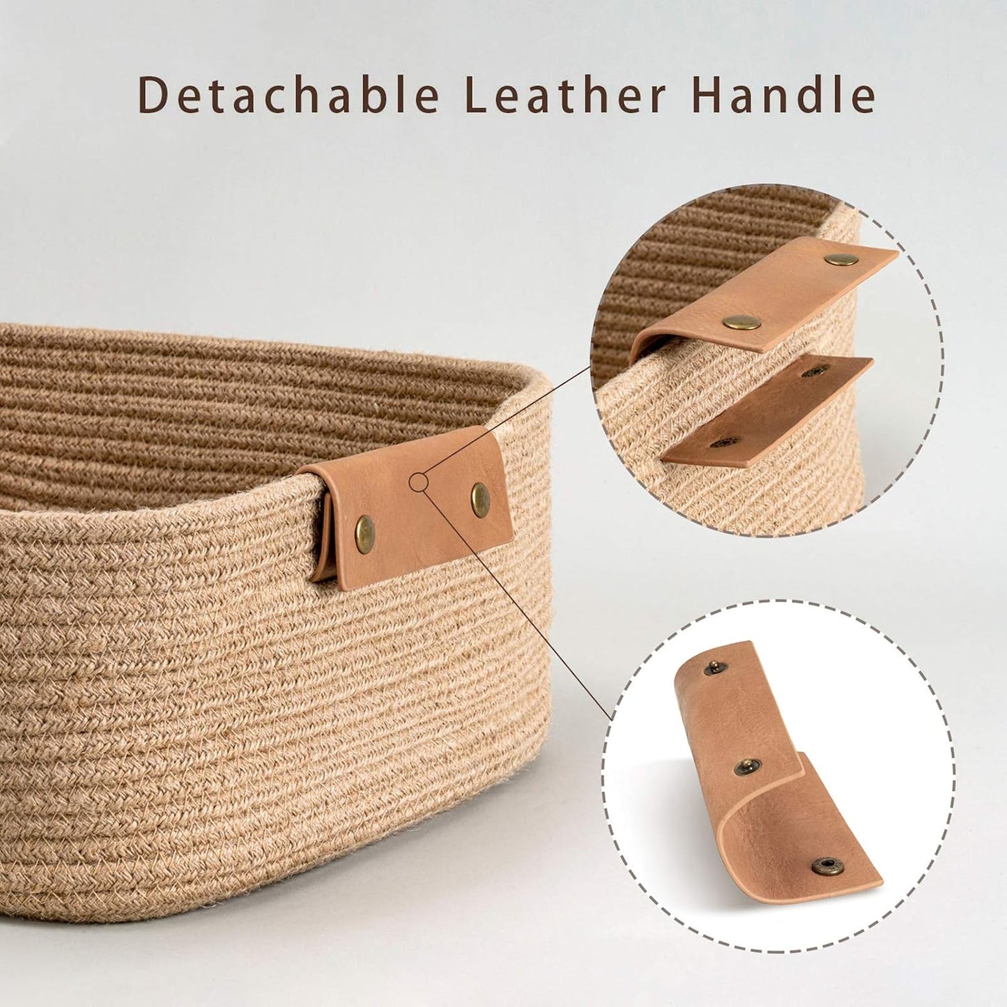 Rectangle Rope Woven Basket / Jute / 14.5 x 13 x 6