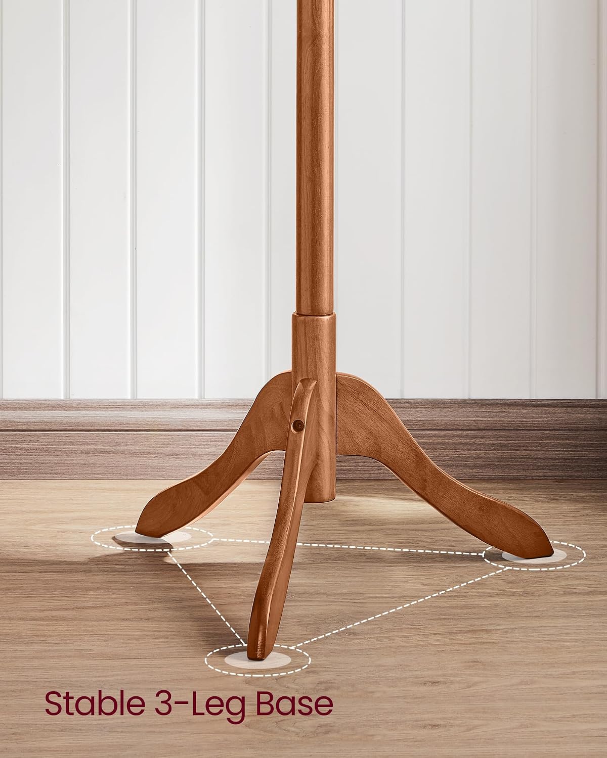 VASAGLE Solid Wood Coat Rack, Free Standing, Tree-Shaped, with 8 Hooks | Coat Tree，3 Height Options, for Clothes, Hats