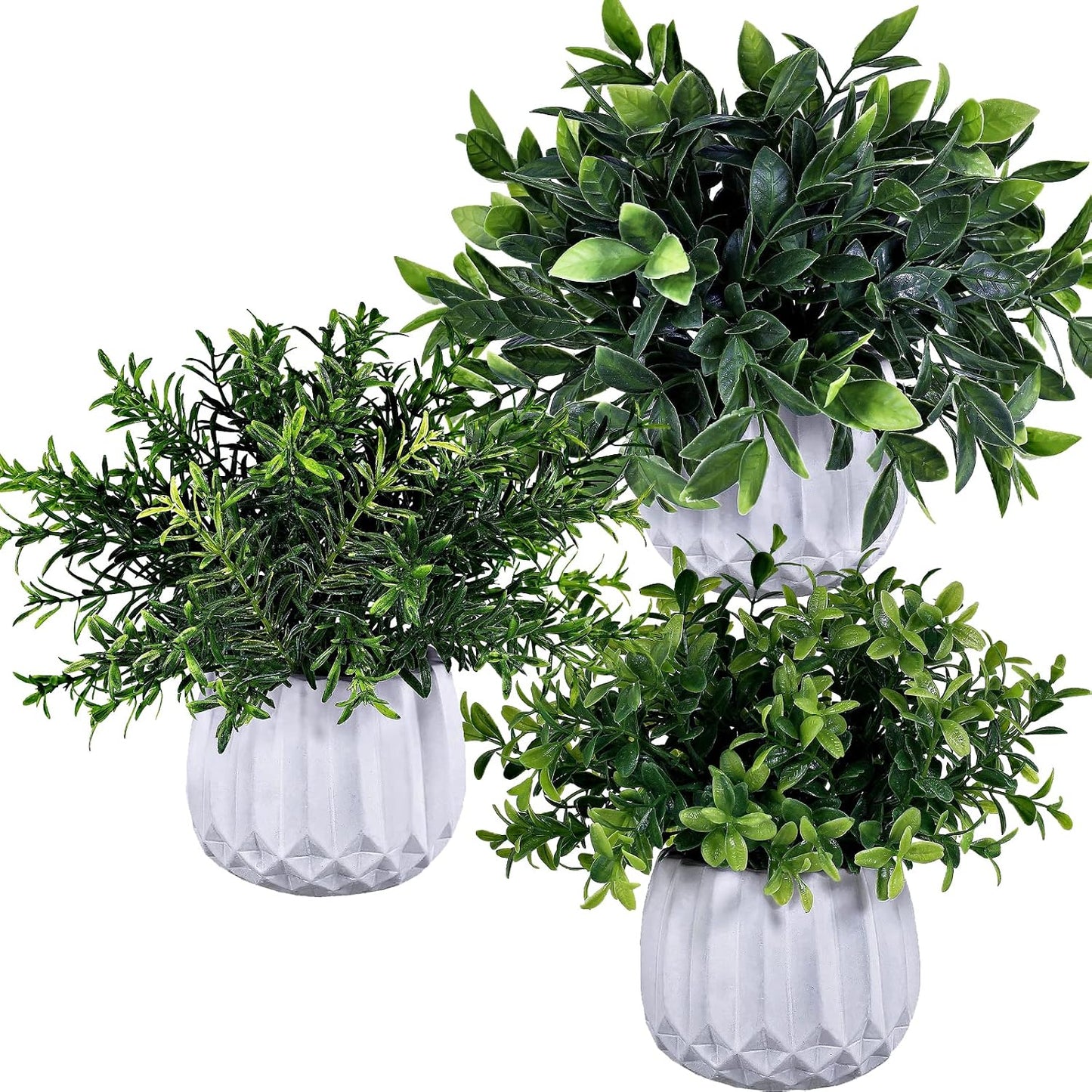 Faux Potted Plants Set / White / Set of 3