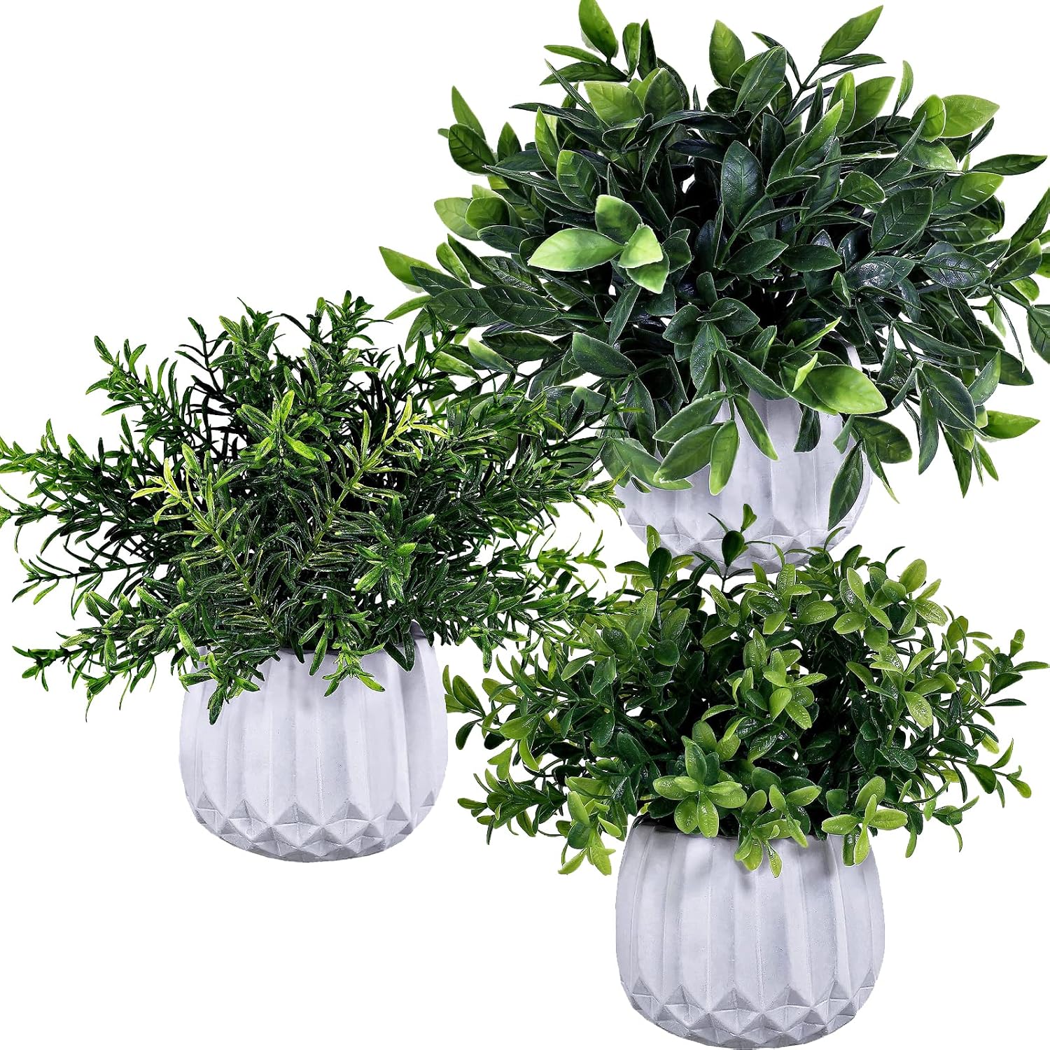 Faux Potted Plants Set / White / Set of 3