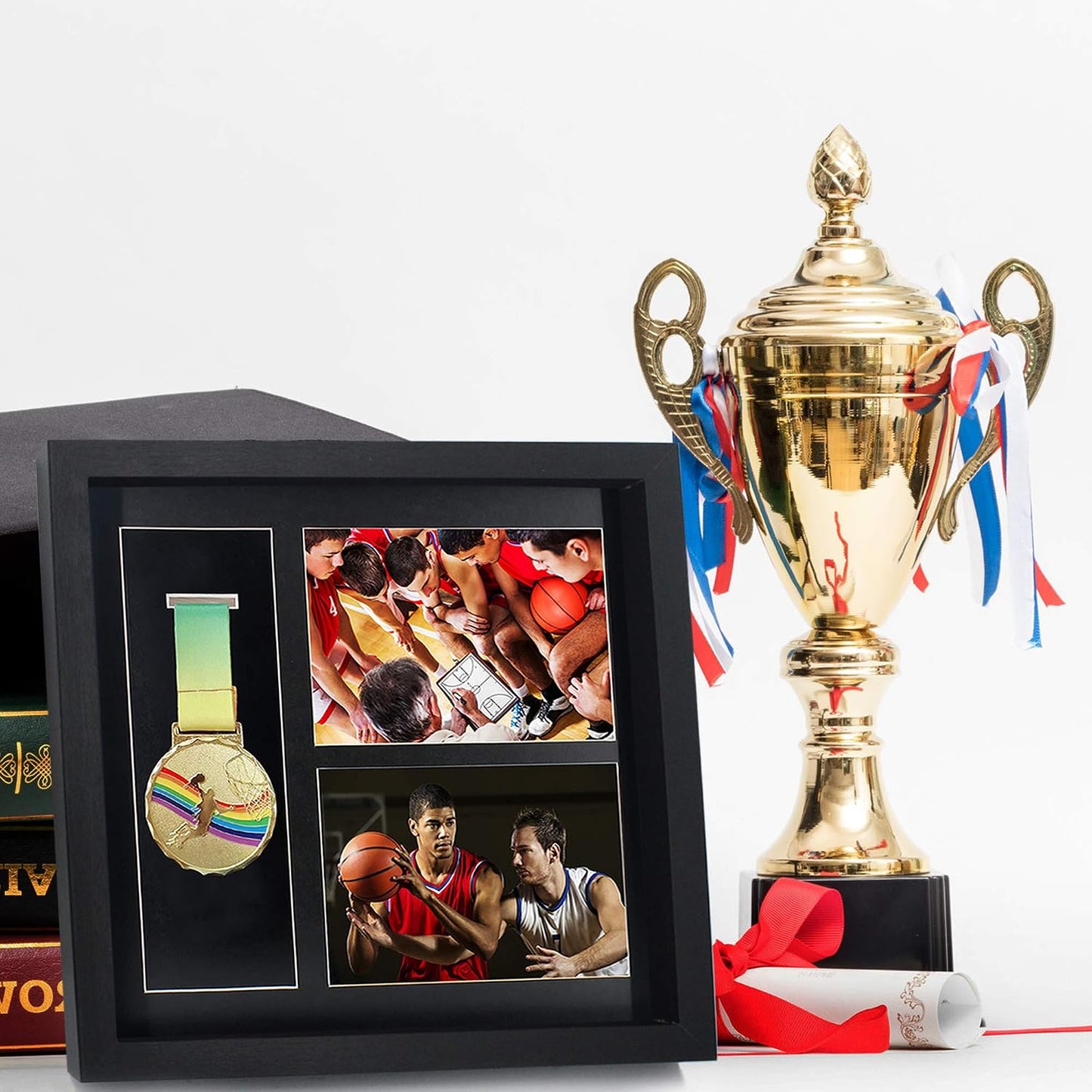 Iheipye Large Medals Display Shadow Box - 6 Medal Display case - Perfect Medal Display for War Military, Runners