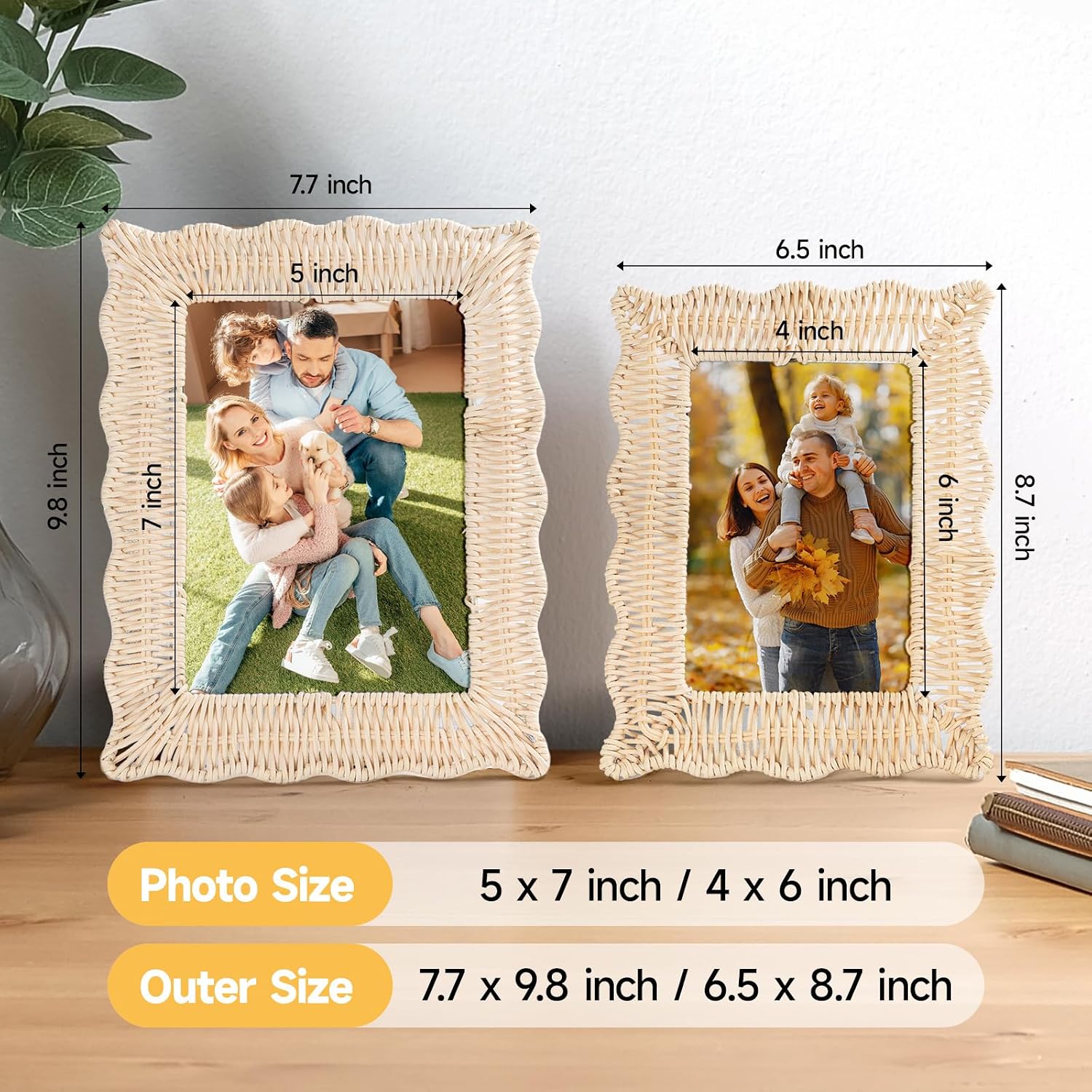 Picture Frames Boho Wall Decor Rattan Photo Frame / Natural Rattan / 5 x 7