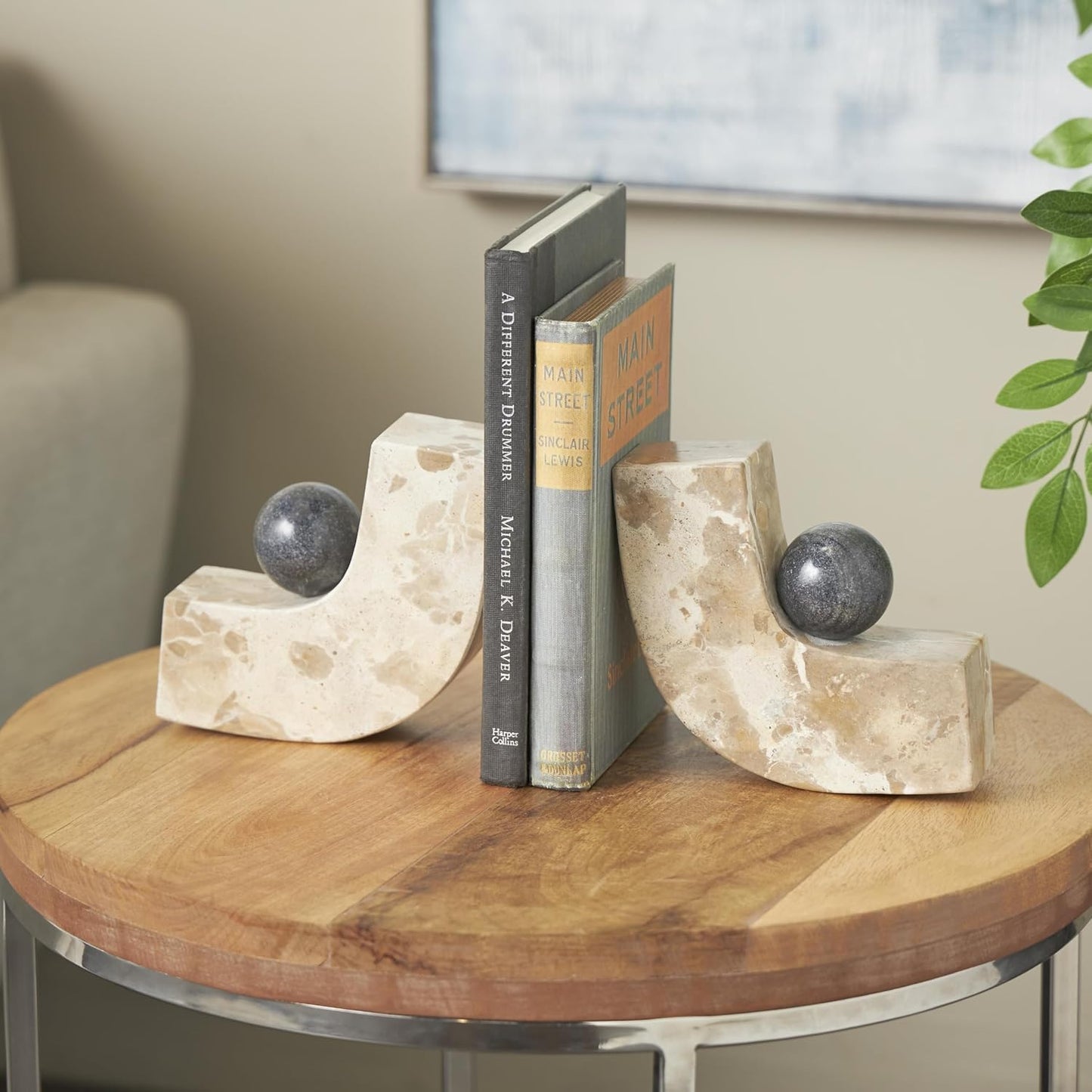Marble Decorative Bookends Arched Curved Non Skid Bookends / Brown / 2"w, 5"H / Set of 2