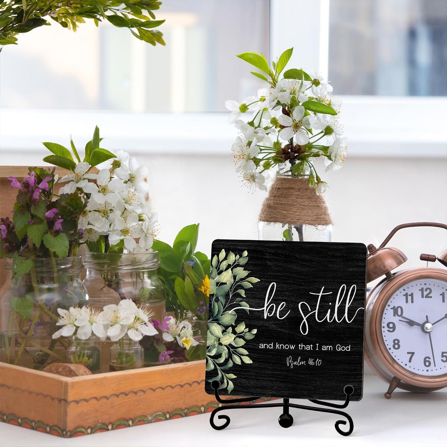 Know That I Am God Sign / Be Still / Wooden Sign with Iron Stand