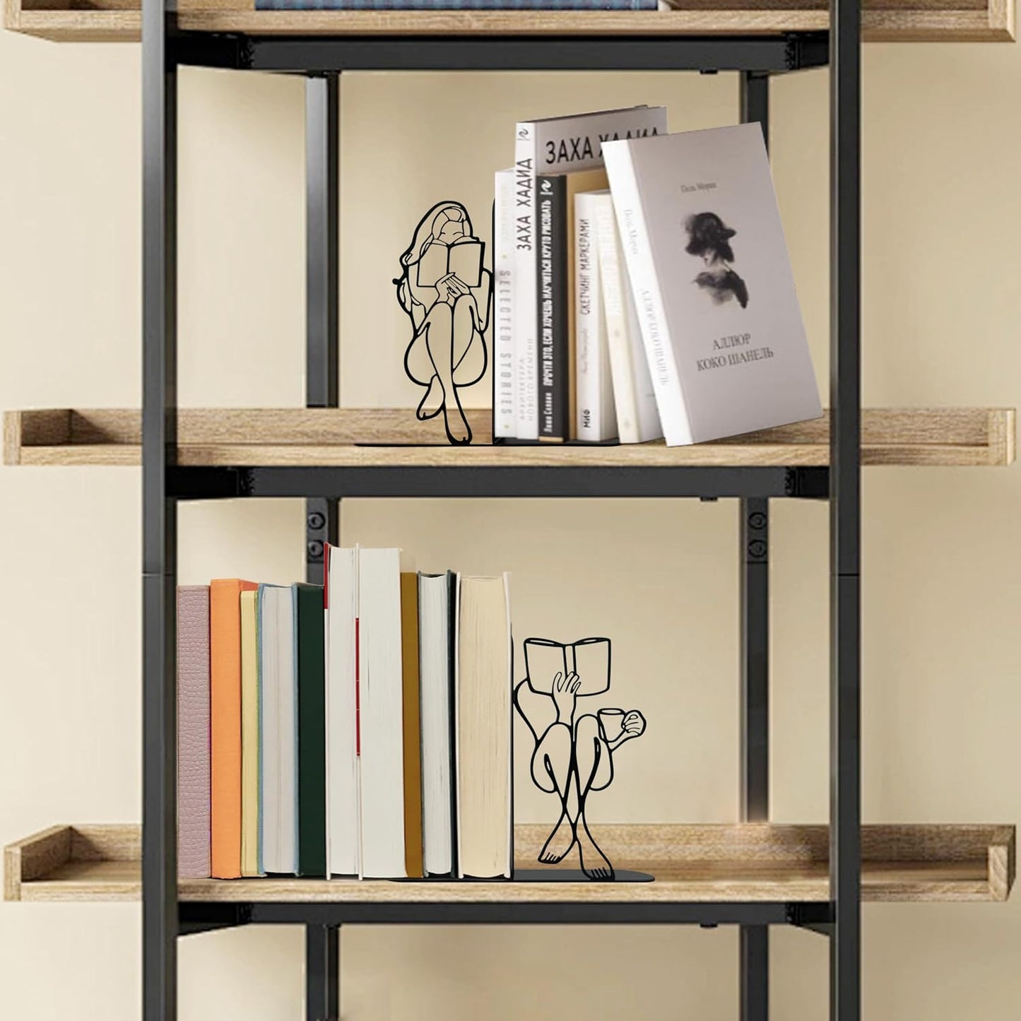 Metal Book Ends Decor for Heavy Books / Black
