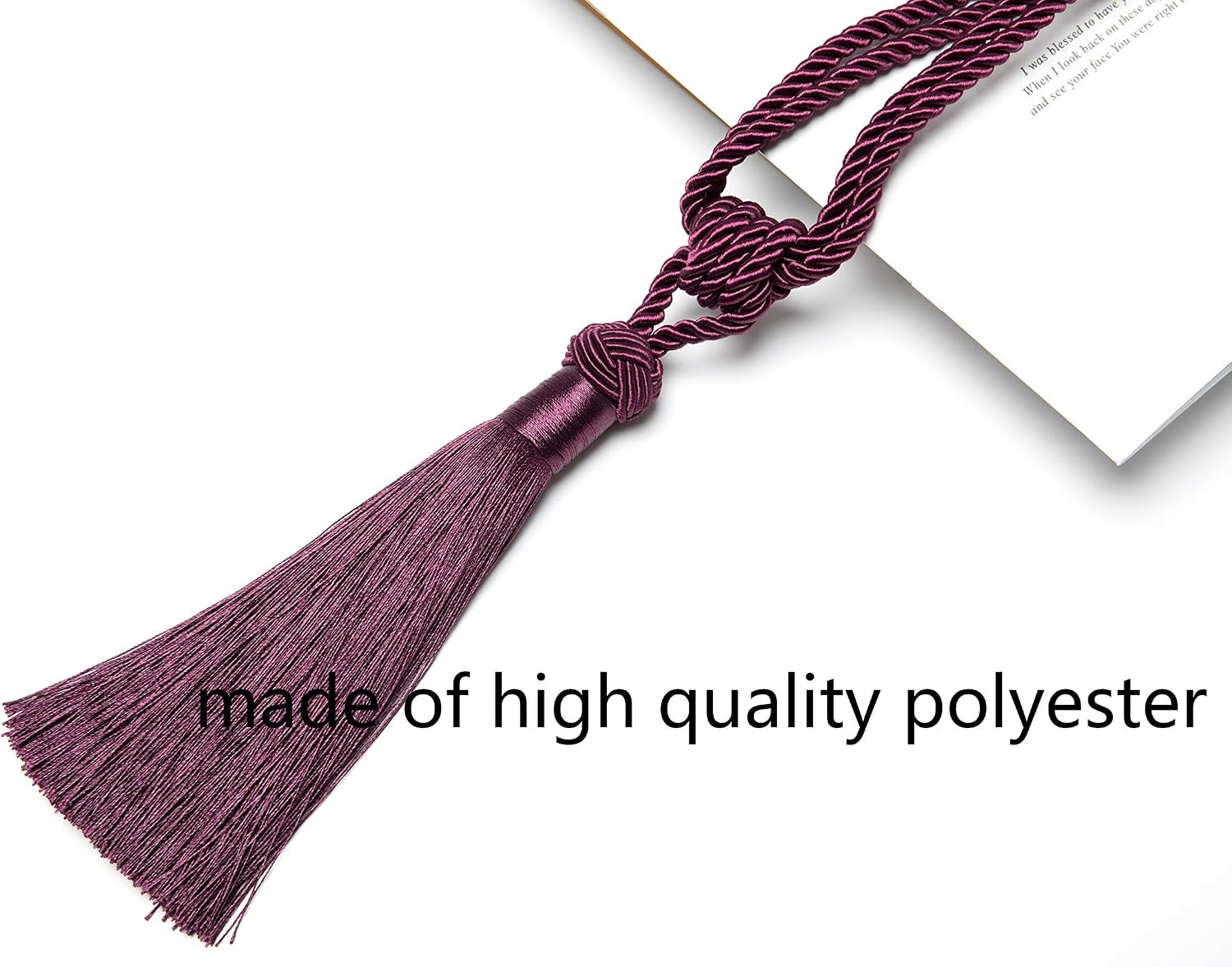 BEL AVENIR 4 Pack Curtain Tiebacks Hand-Woven Tassels Holdbacks | Purple, Elegant, Home Decorative Tassels Ties for