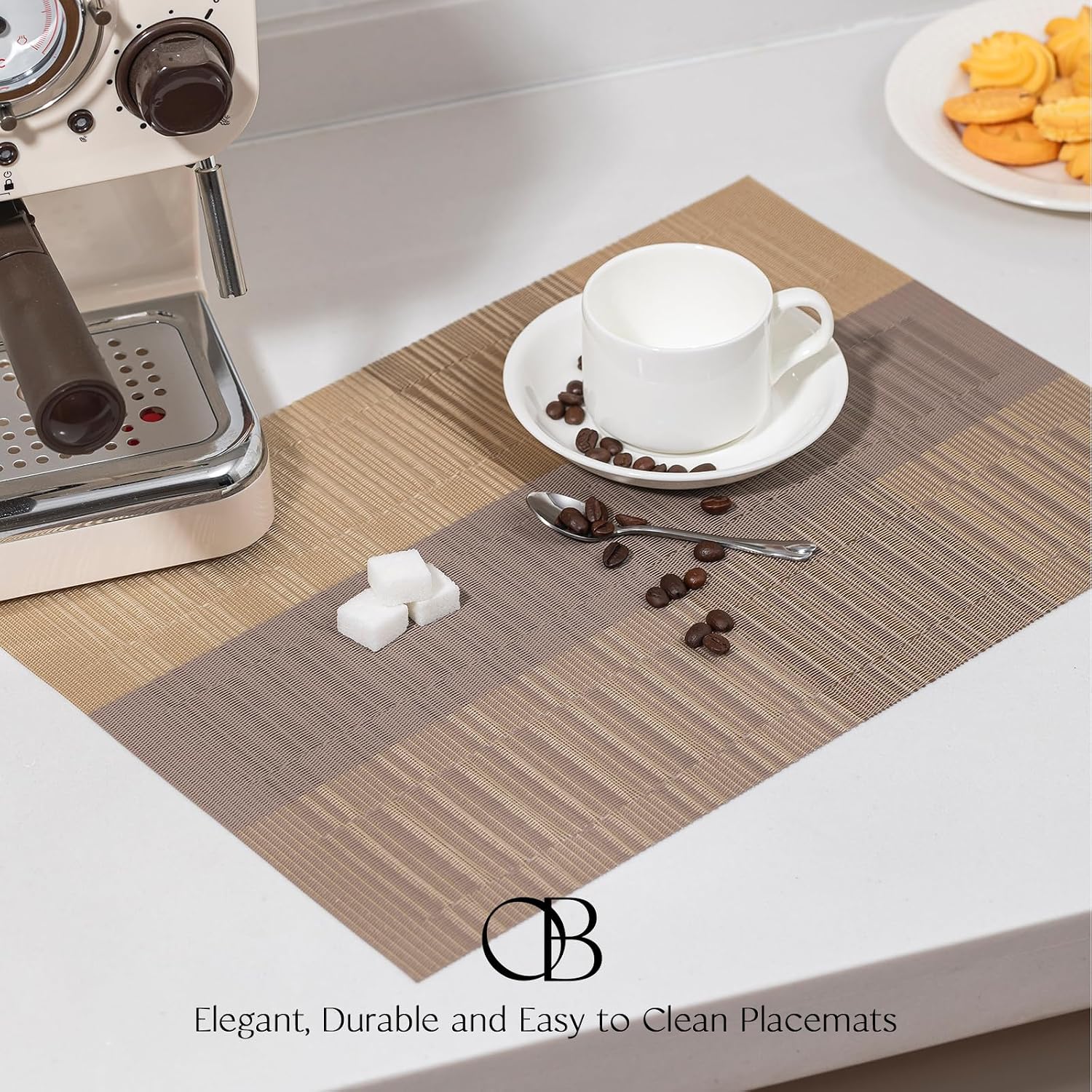 Placemats Set of 12 - Easy Clean Woven Vinyl Placemats for Dining Table, Indoor/Outdoor Place Mats, Washable PVC Table