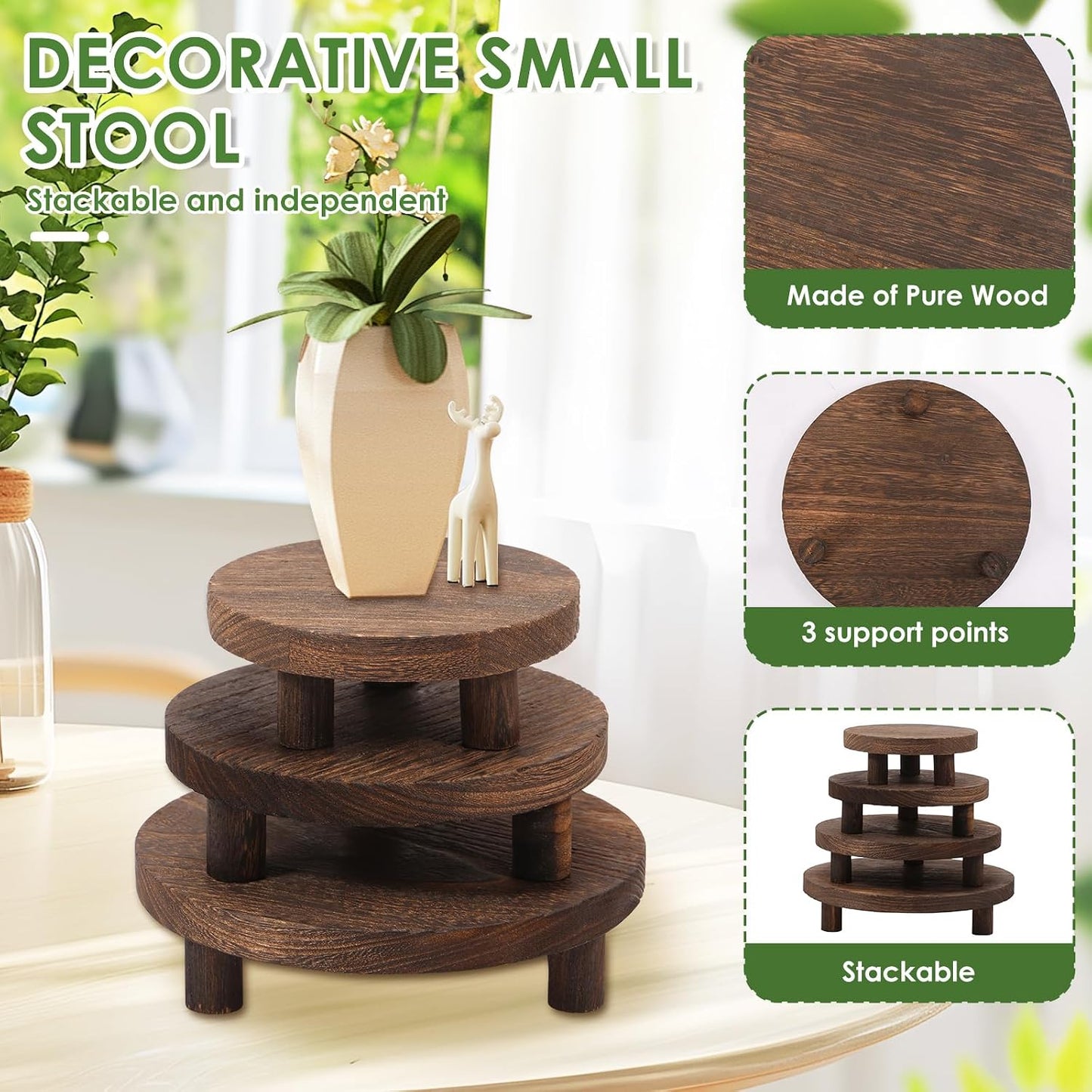 Flower Pot / Tiered Tray Round Risers Decor / Set of 4