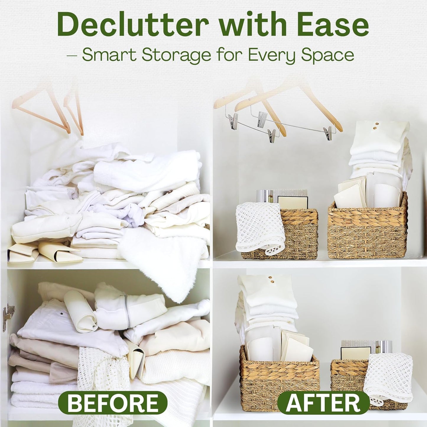 Small Wicker Storage Baskets / 8 x 7 x 5.5 / Small - " In. / Natural / Set of 2
