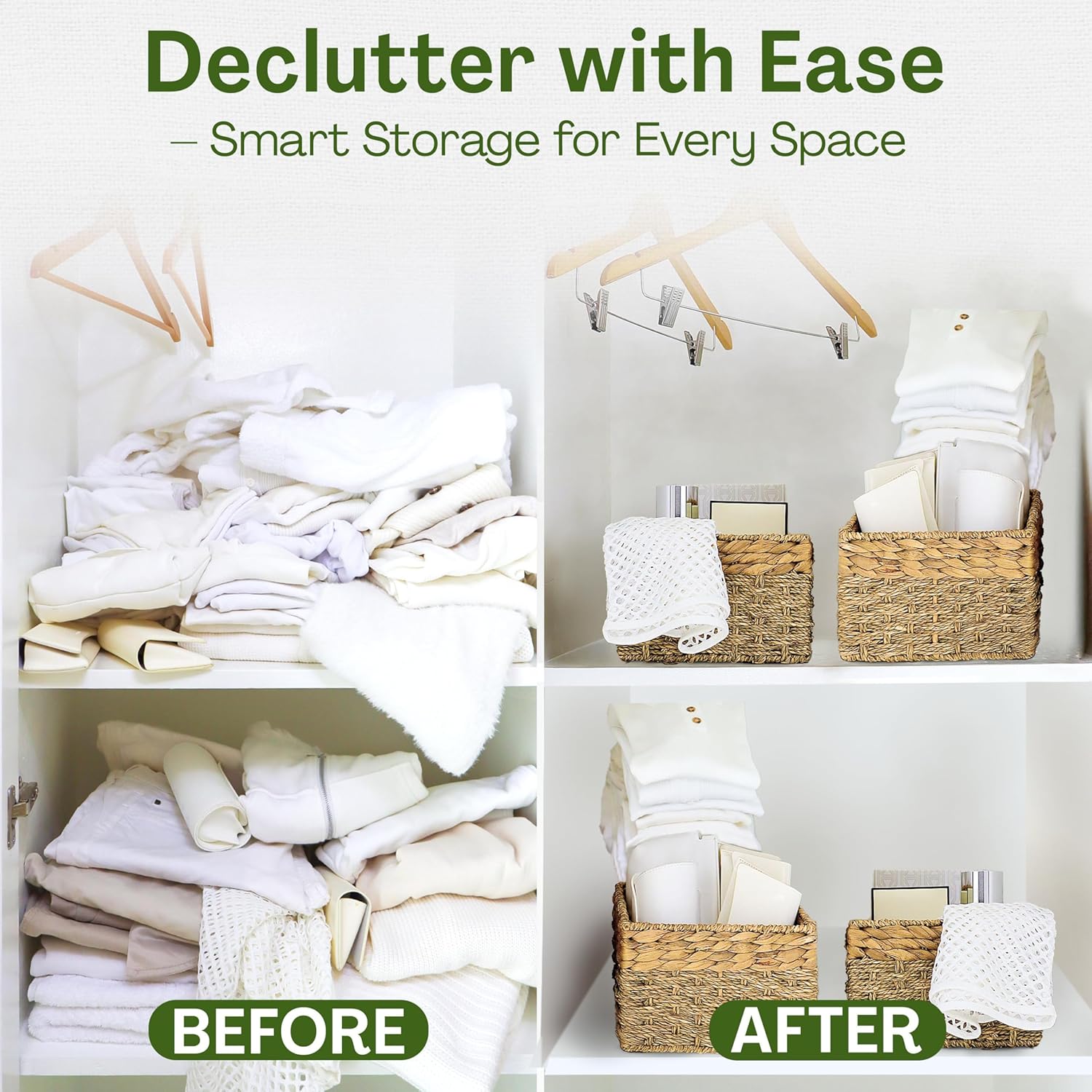 Small Wicker Storage Baskets / 8 x 7 x 5.5 / Small - " In. / Natural / Set of 2