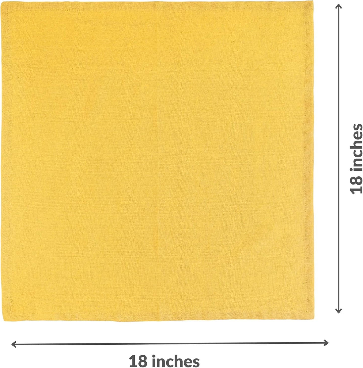 FINGERCRAFT Cloth Napkin, Cotton Linen, Set of 12, 18x18 inch, Gold | Mitered, premium quality, soft, absorbent fabric