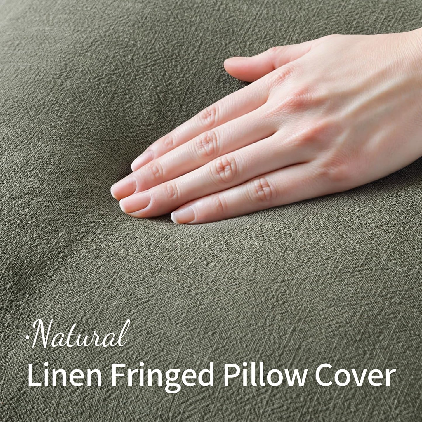 Decorative Throw Pillow Covers Neutral Linen Fringe Throw Pillows Boho / Light Olive Green / 36 x 14