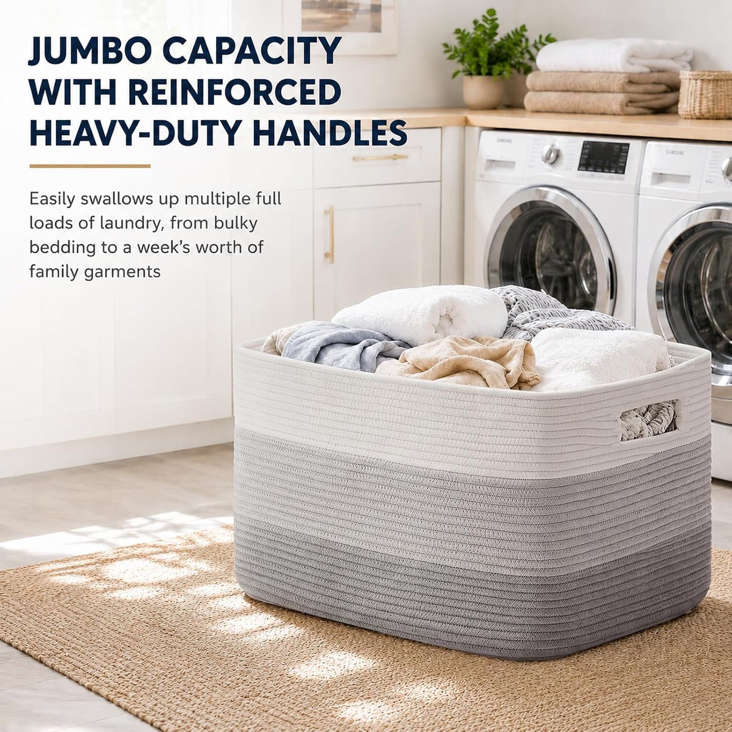 Rectangle Woven Baskets / Gradient Grey / 22 x 17 x 12