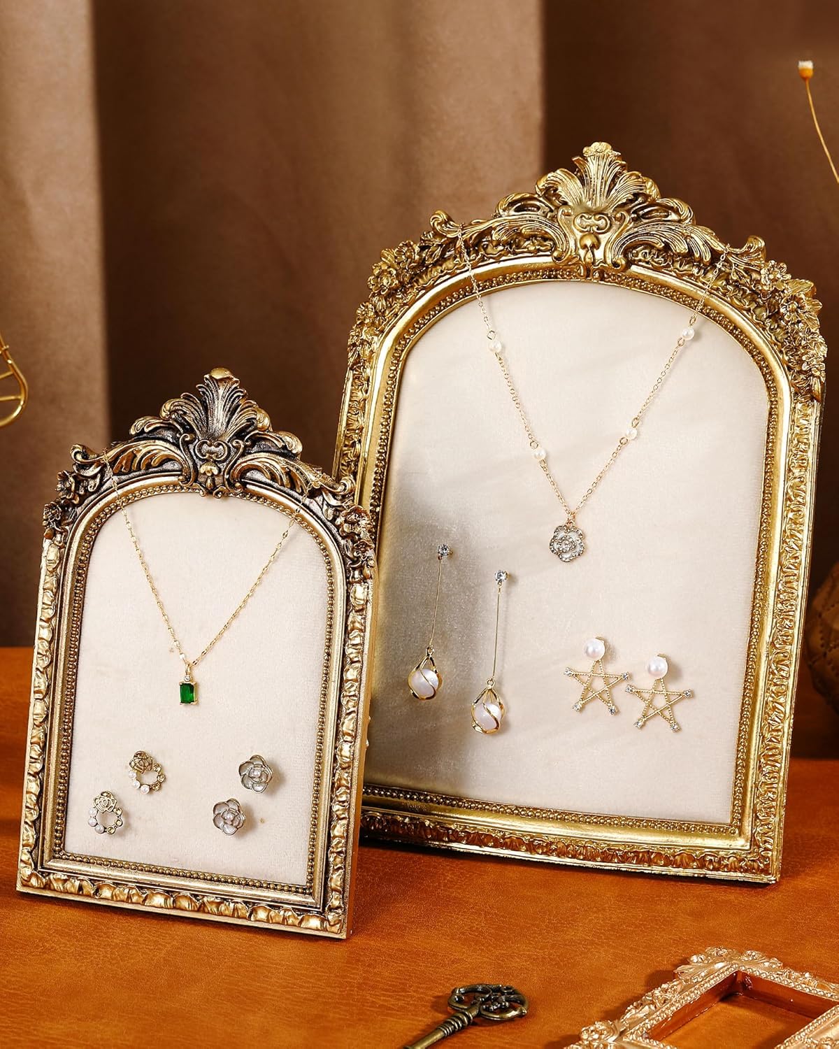 Gold Jewelry Display Stand Vintage Jewelry Frame 10 / White / Large,small / Elegant / Set of 2