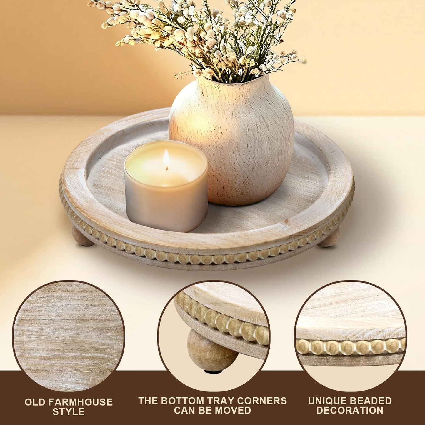 Farmhouse Small Decorative Trays / Wash White