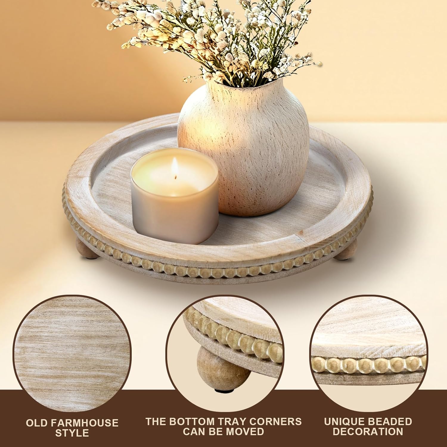 Farmhouse Small Decorative Trays / Wash White