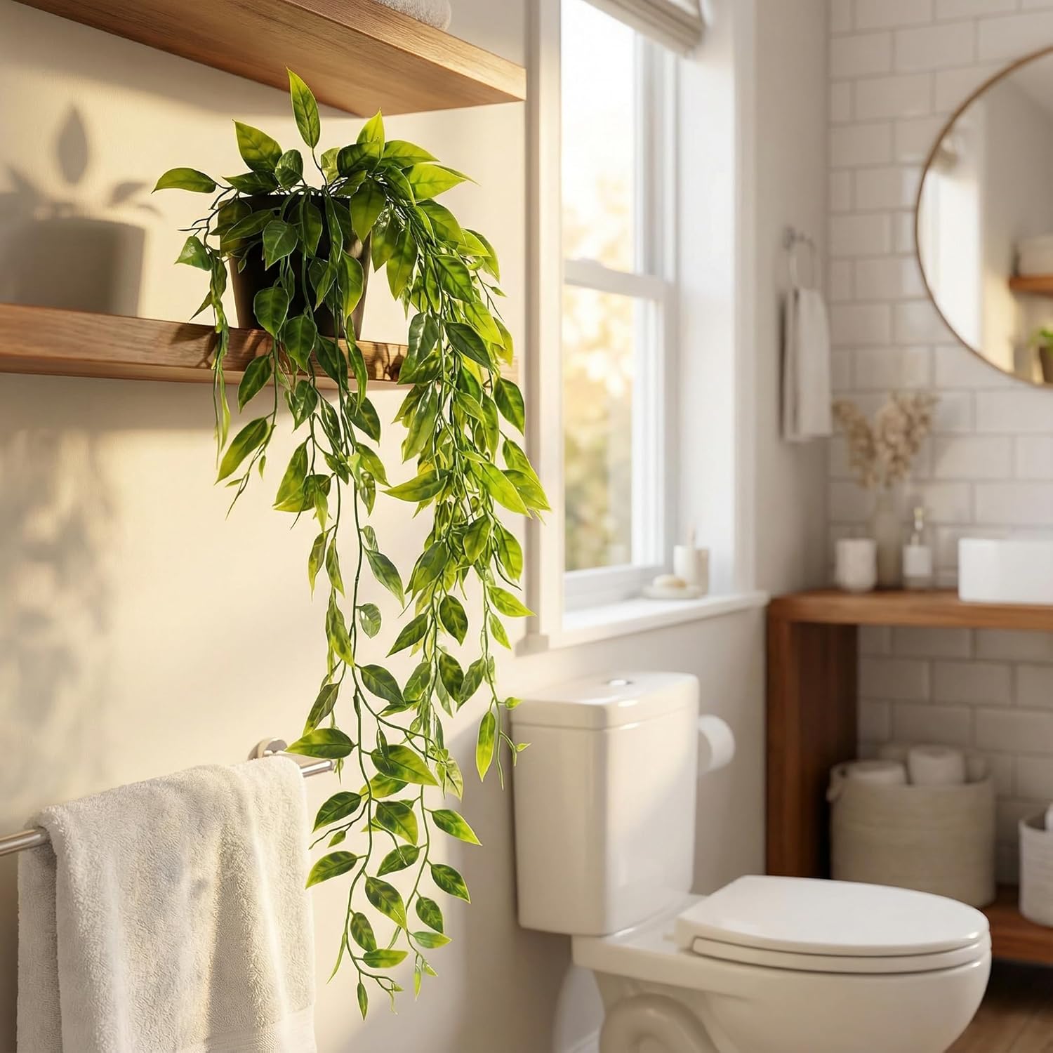 Artificial Hanging Plants & Small Potted Faux Eucalyptus Fern Ivy / 5-pack-5in1 / Set of 5