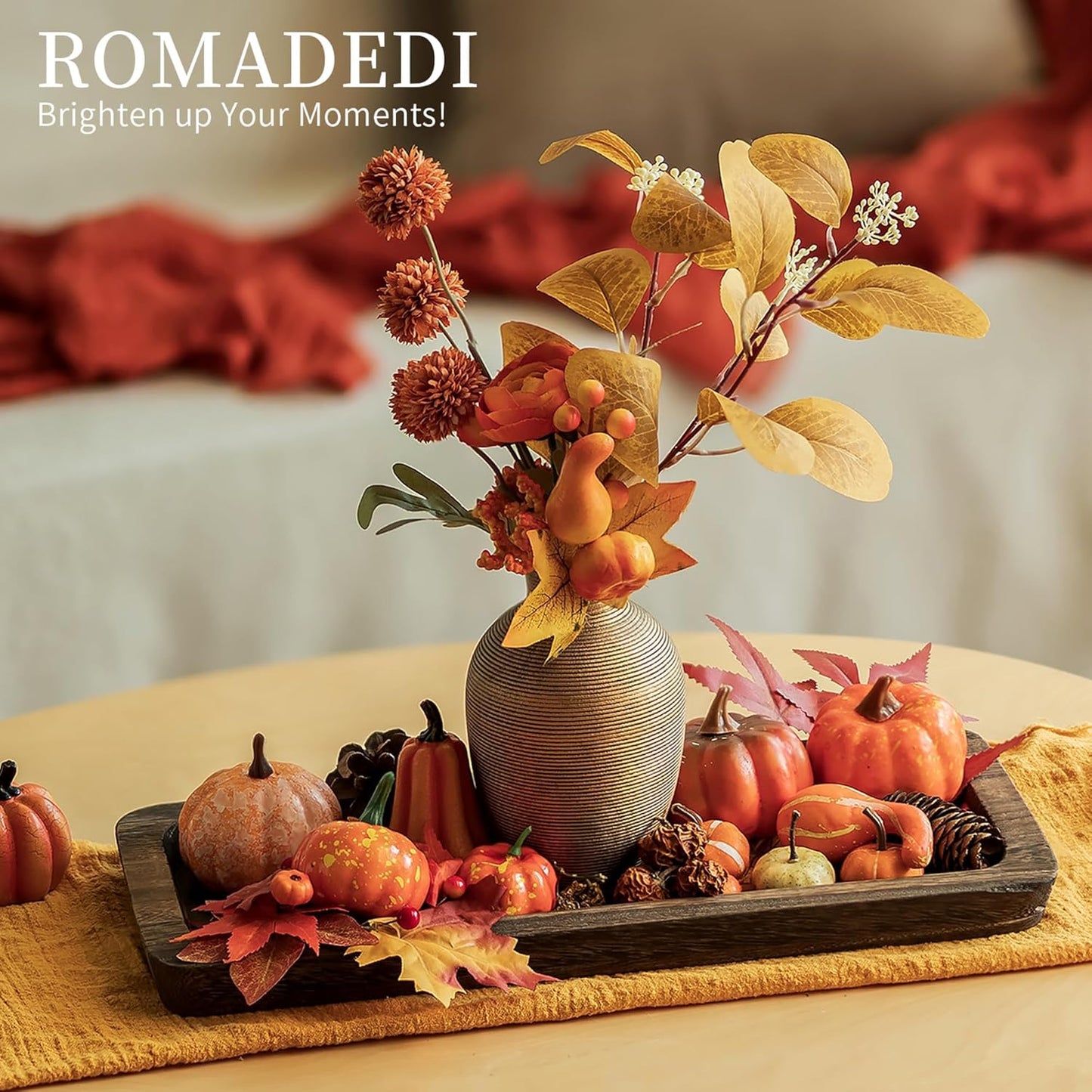 Wooden Decorative Tray Candle Holder / Rustic-rectangular