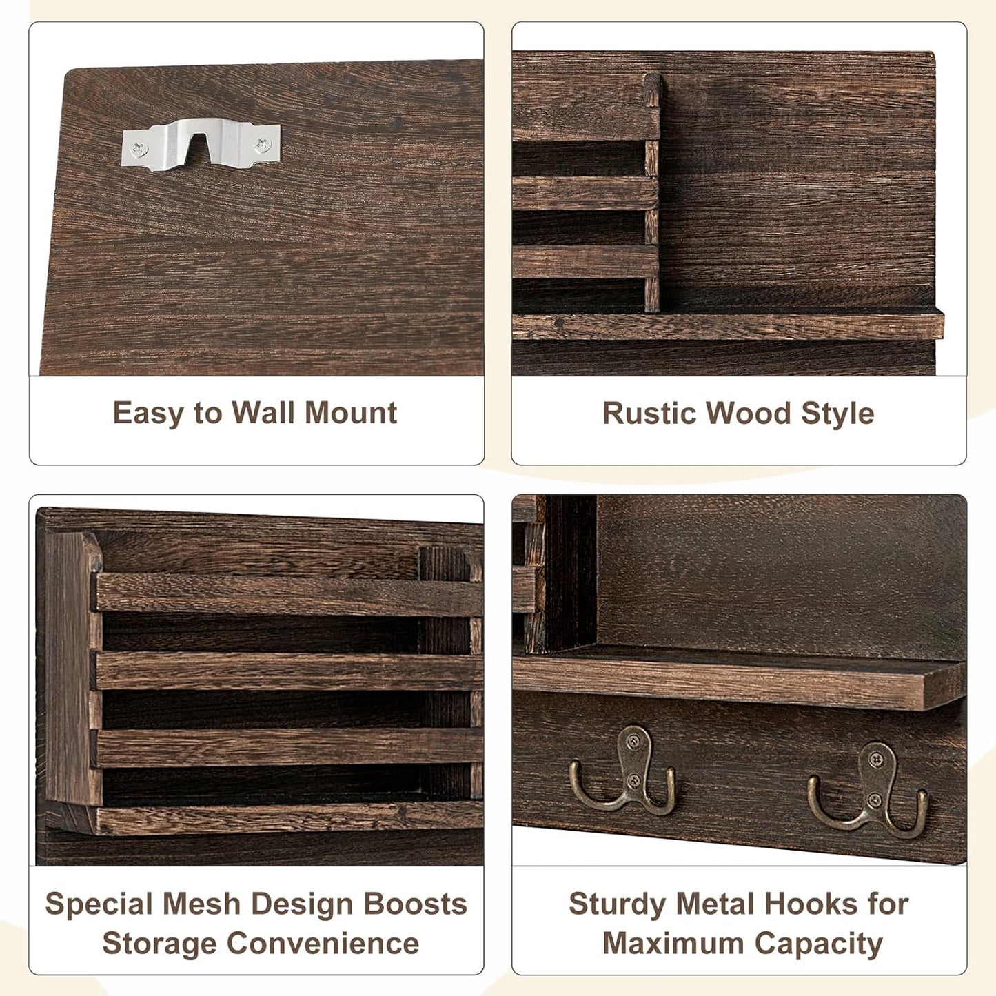 4 Double Key Hooks and A Floating / Brown