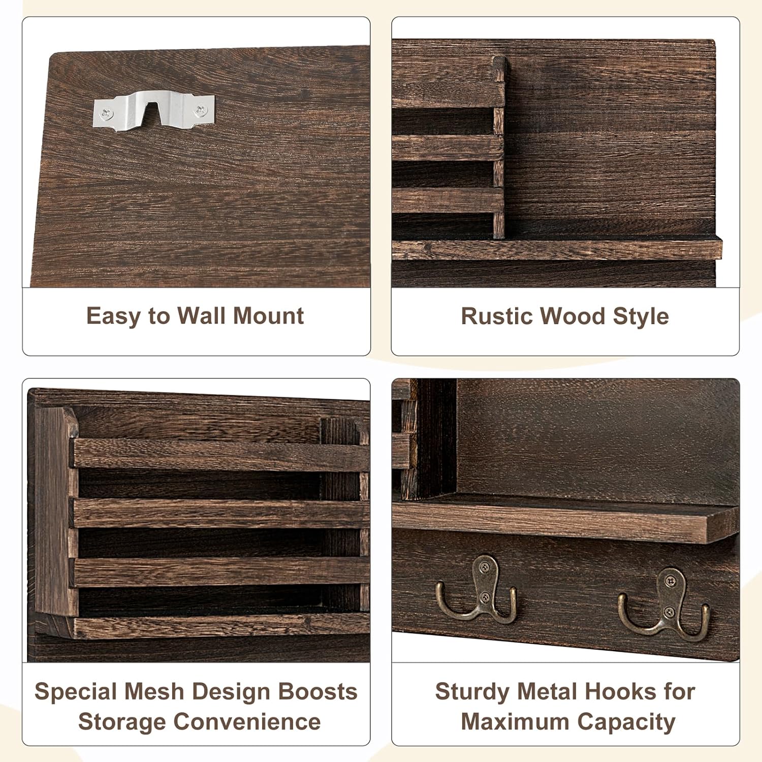 4 Double Key Hooks and A Floating / Brown