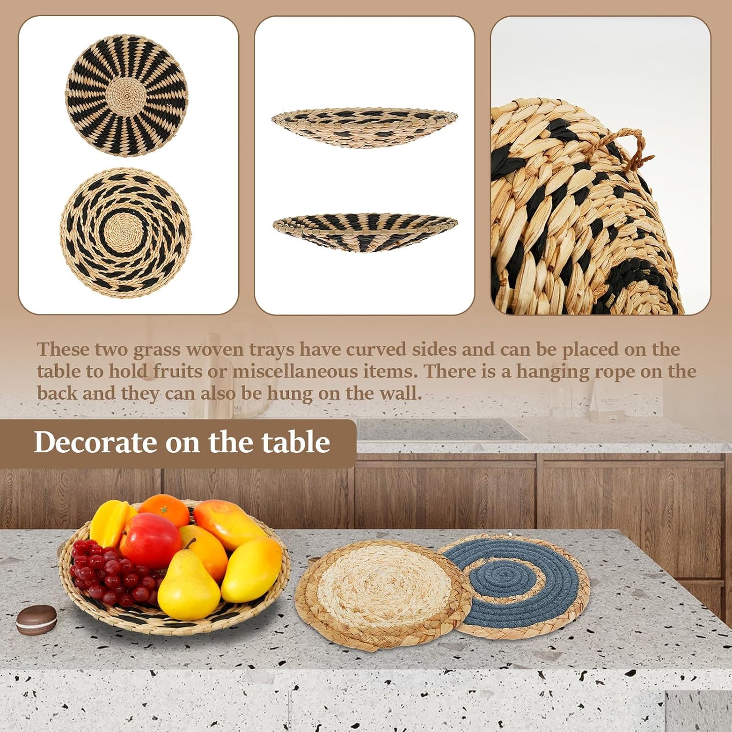 Boho Wall Basket Decor Set / Style 1 / Set of 7
