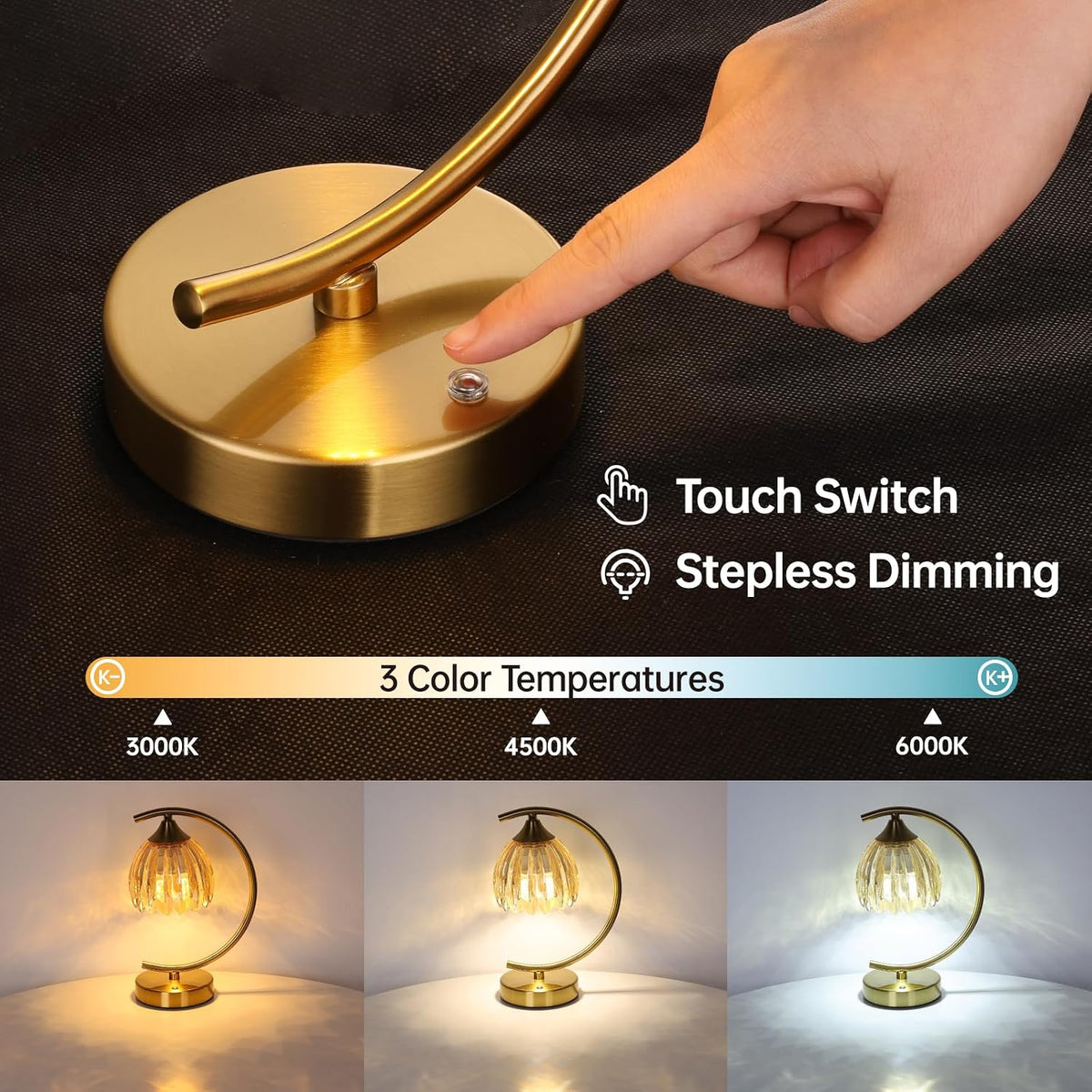 Shenmoyl Set of 2 Tulip Table Lamp, 5200mAh Cordless Touch Control Table Lamp with 3 Color Temps & Stepless Dimming