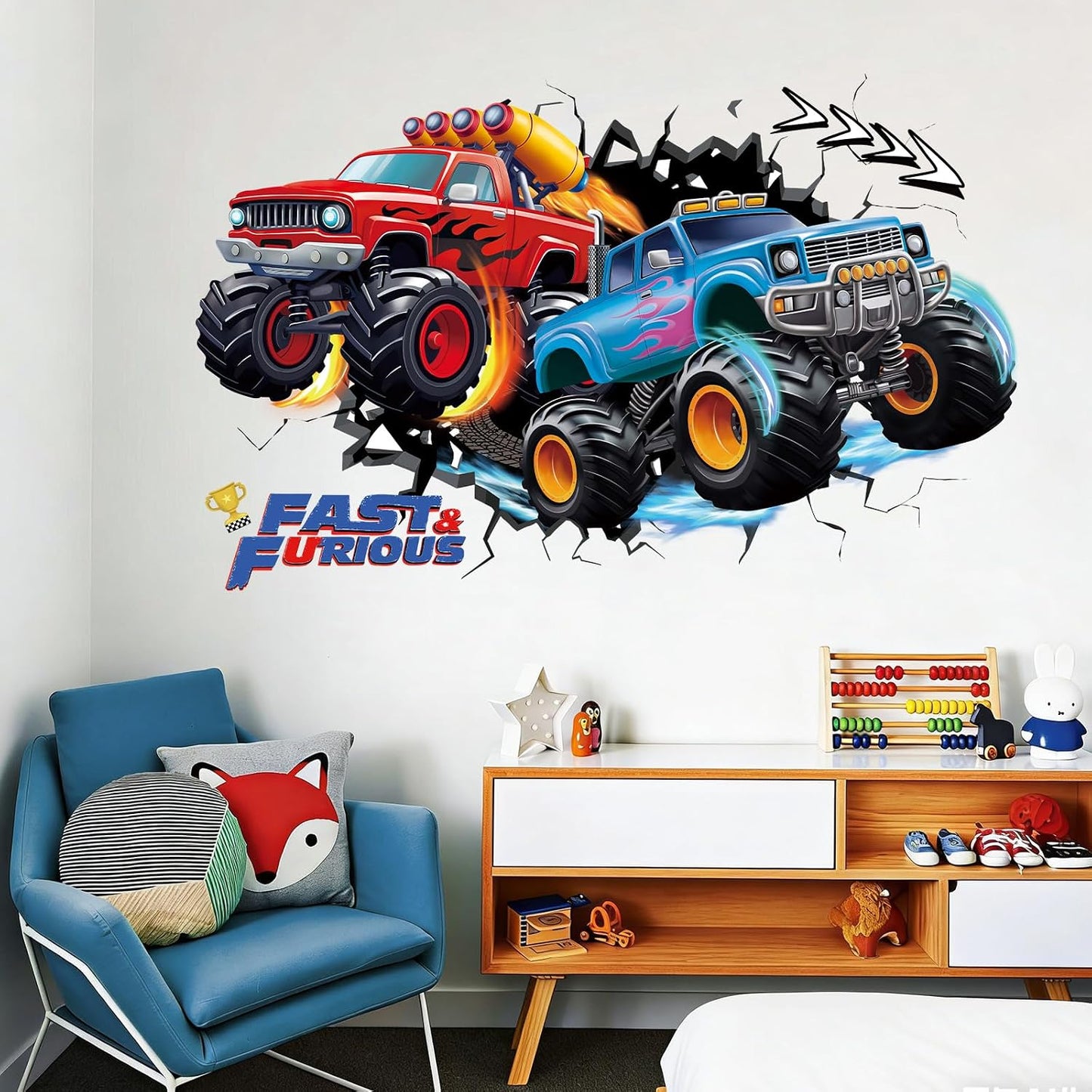 Wall Decal Peel and Stick / 3d Racing Car