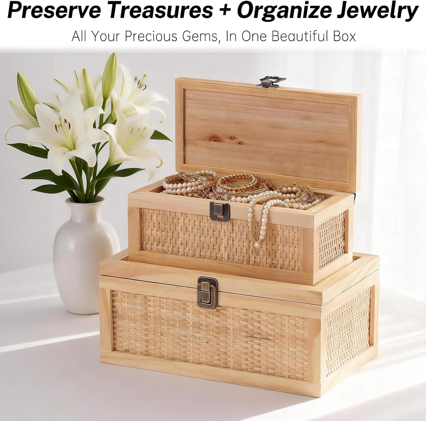 Rattan Decorative Boxes / Set of 2