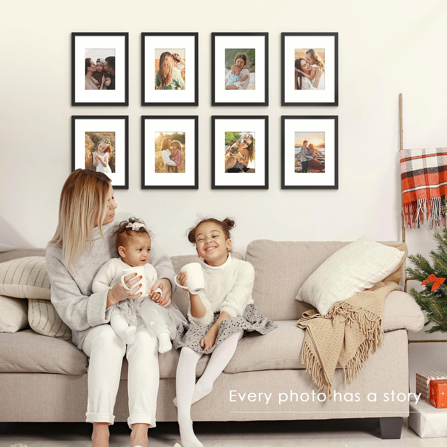 9x12 Picture Frame Sef of 10, for Wall Gallery Decor, Black | Display Pictures 6x8 with Mat or 9 x 12 Without Mat
