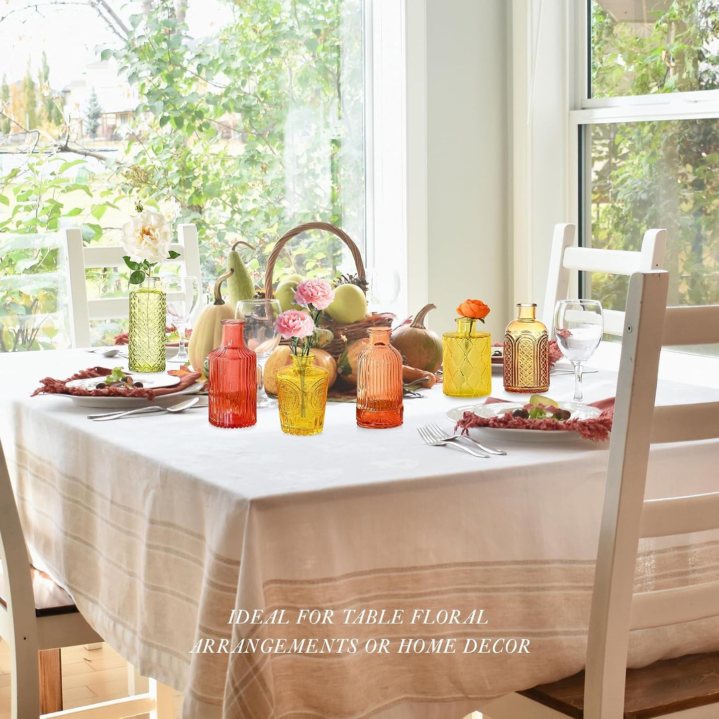 Colored Glass Bud Vases / Orange Yellow Series / Set of 30
