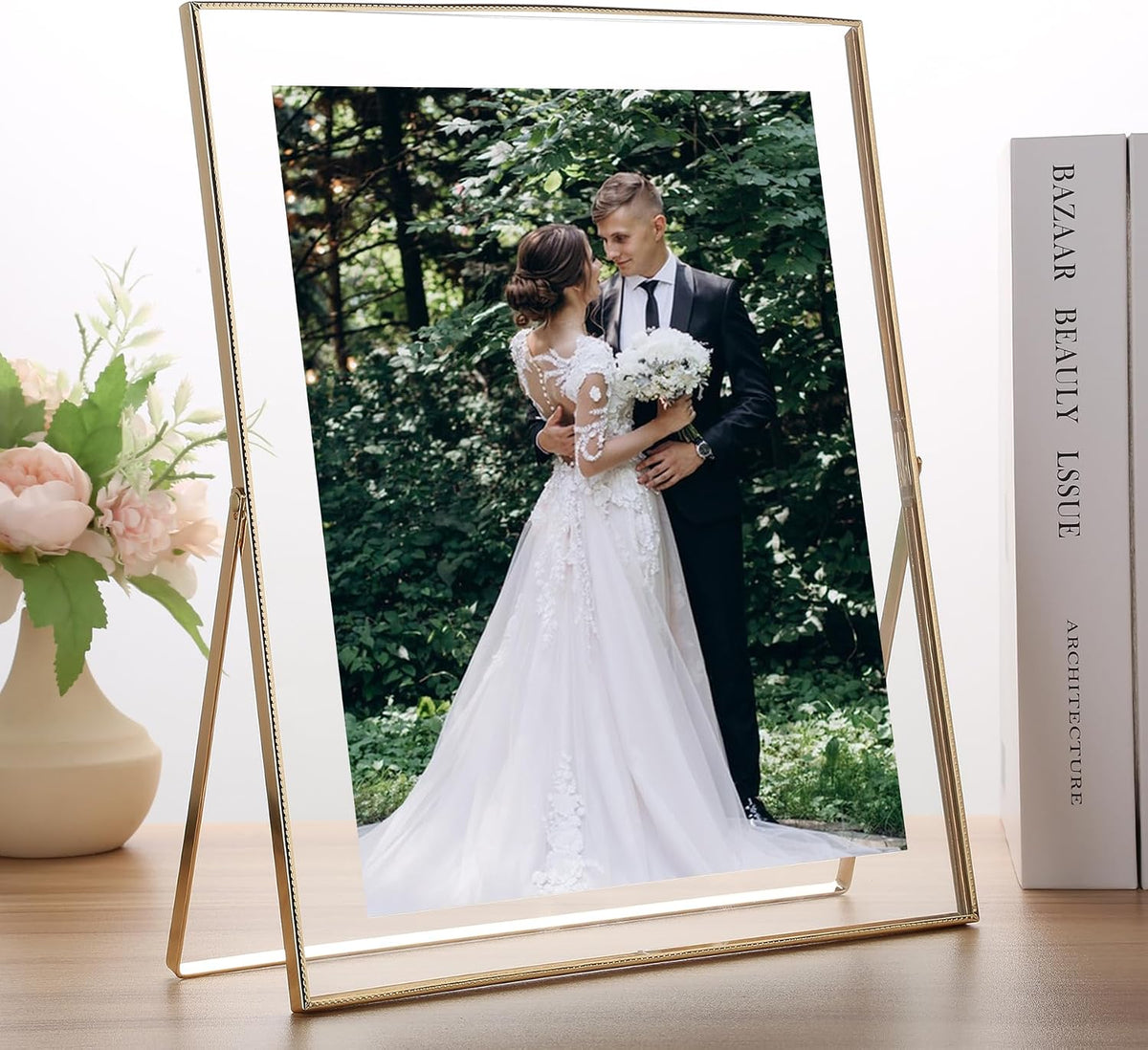 Gold 10x12'' Floating Frame 2pack For Photo Sizes(8.5x11'',8x10'',7x9''),Beautiful Metal Beaded Edge 8x10'' floating