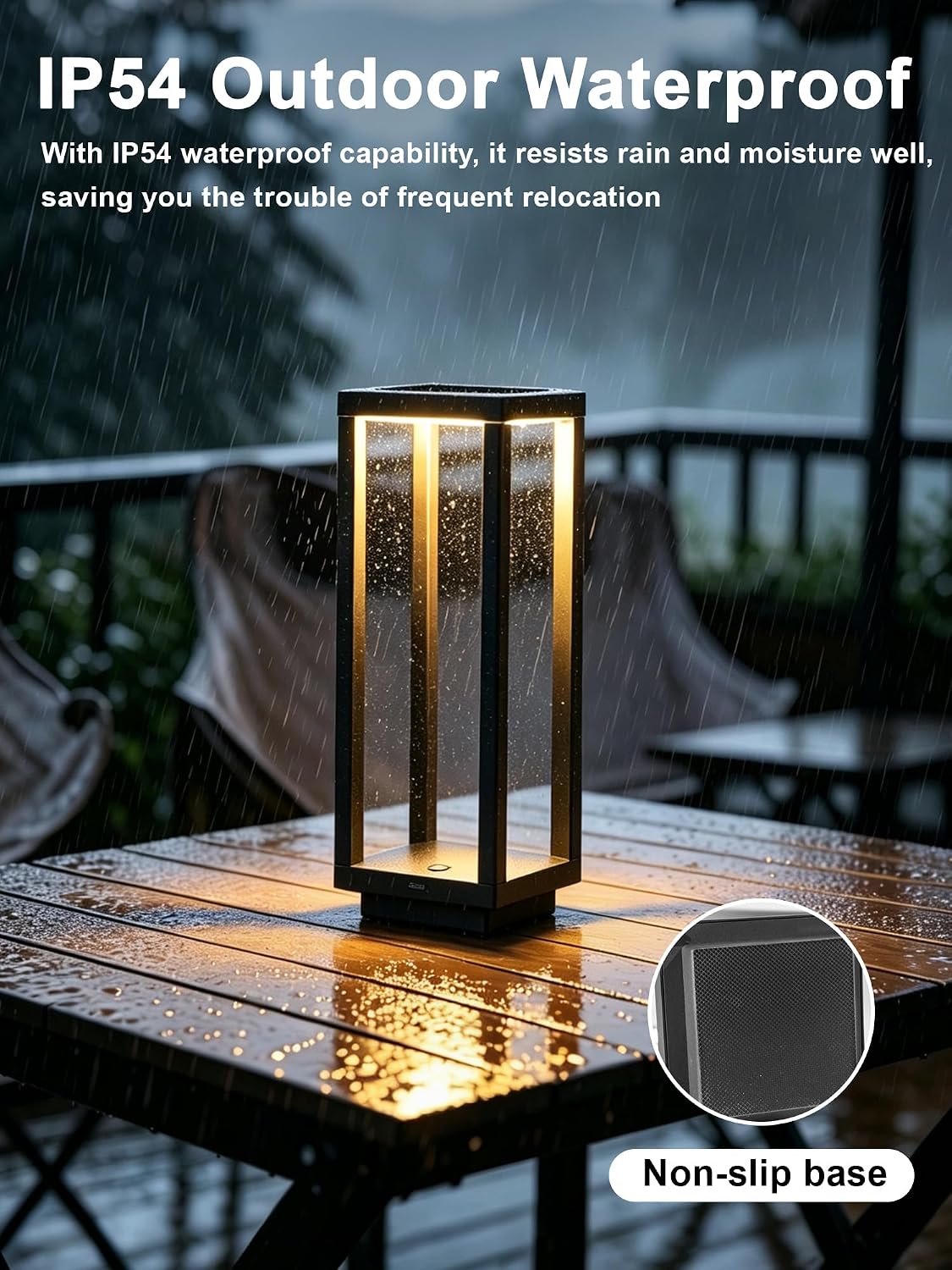 Cordless Table Lamp,Outdoor Rechargeable Table Lamp Waterproof Battery 2PCS | 165H Runtime Modern Black Outdoor Lamp