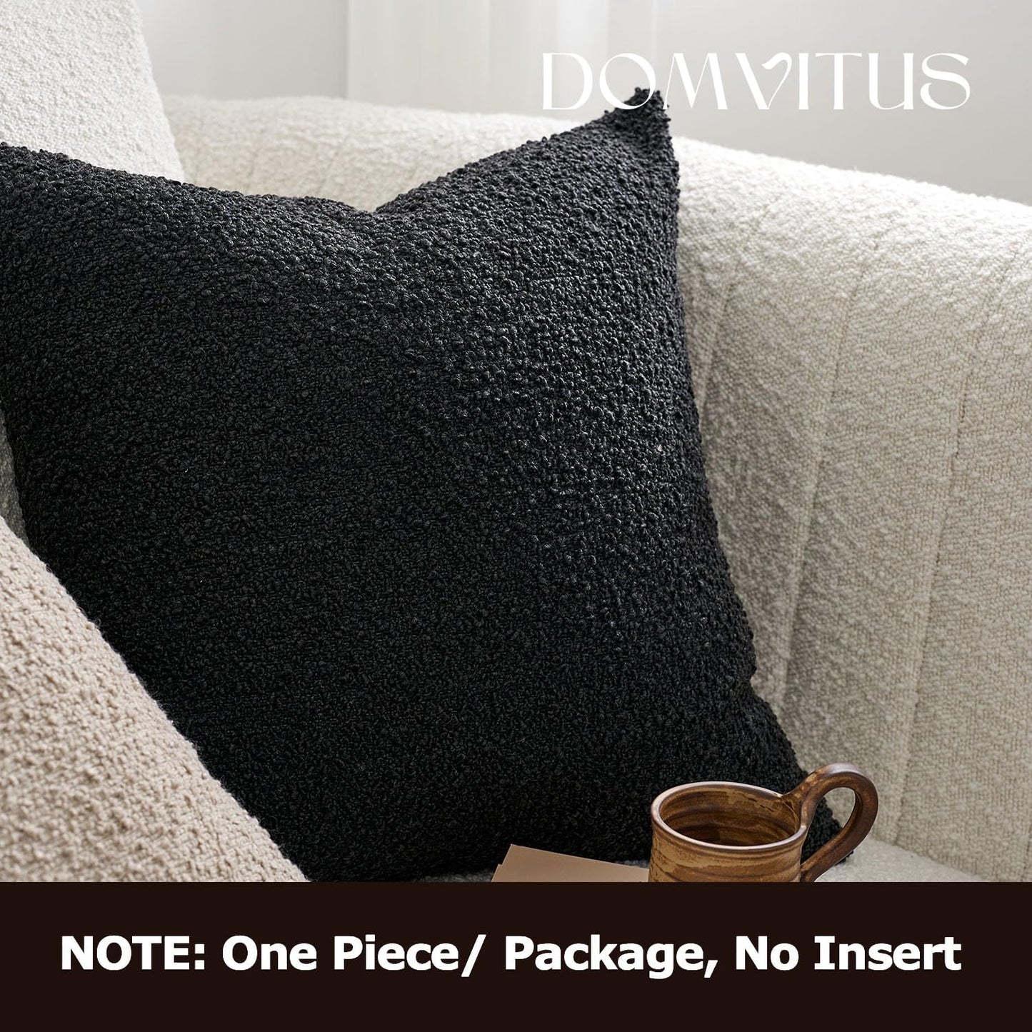 Boucle Pillow Covers / Black / 20 x 20
