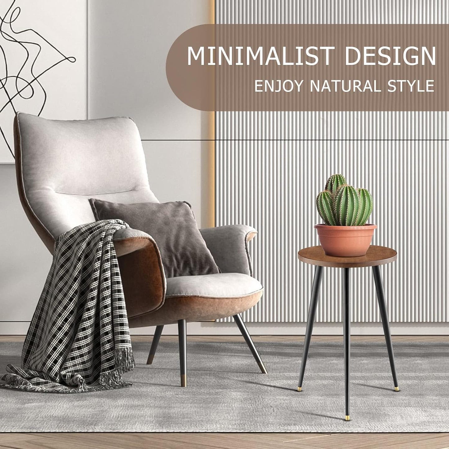 KINNARY Tall Plant Stand Indoor, Mid Century Wood Plant Stand Plant Table for Flower Pots, Heavy Duty Metal Plant