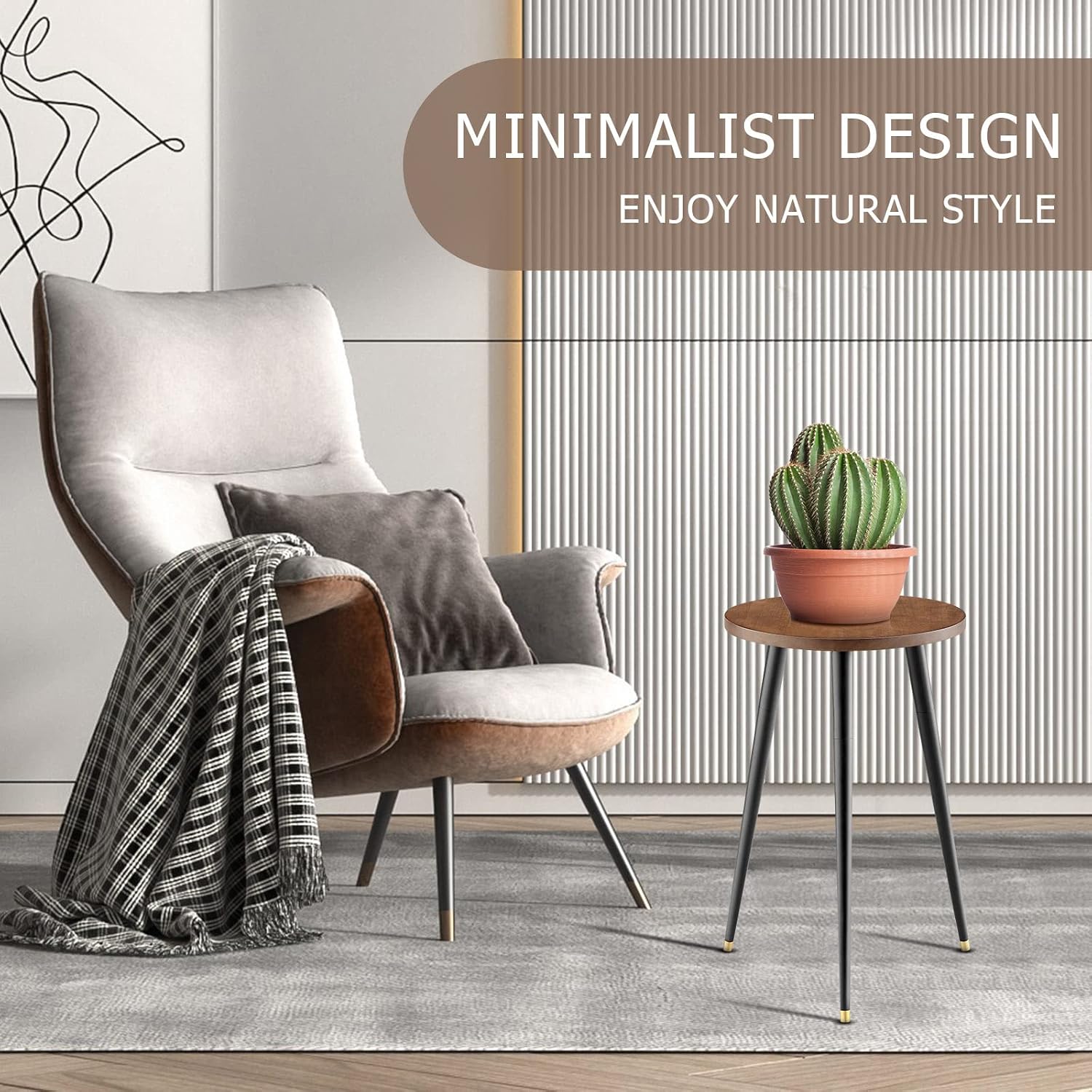 KINNARY Tall Plant Stand Indoor, Mid Century Wood Plant Stand Plant Table for Flower Pots, Heavy Duty Metal Plant